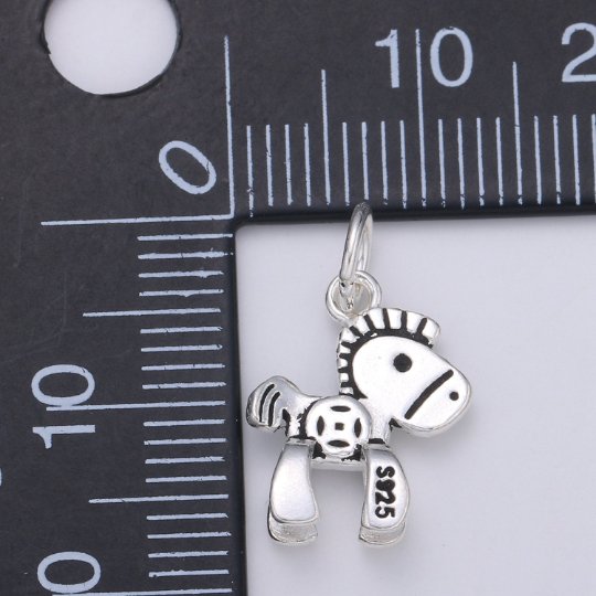 925 Sterling Silver Toy Horse Charm, Toy Charm Silver Pony Charm for Necklace Bracelet Earring, Ponny Kids Charm SL-144