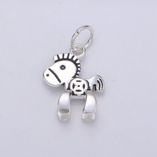 925 Sterling Silver Toy Horse Charm, Toy Charm Silver Pony Charm for Necklace Bracelet Earring, Ponny Kids Charm SL-144