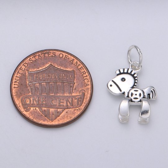 925 Sterling Silver Toy Horse Charm, Toy Charm Silver Pony Charm for Necklace Bracelet Earring, Ponny Kids Charm SL-144