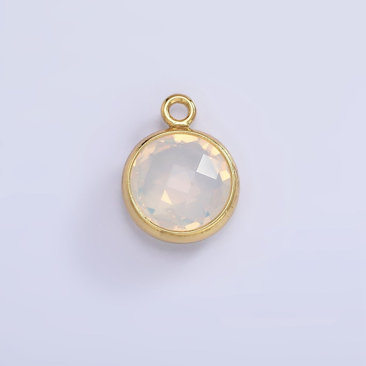 9mm Round BIRTHSTONE Cubic Zirconia Circle Gold Charm Add on Component For Jewelry Making | N-1209 N-1210
