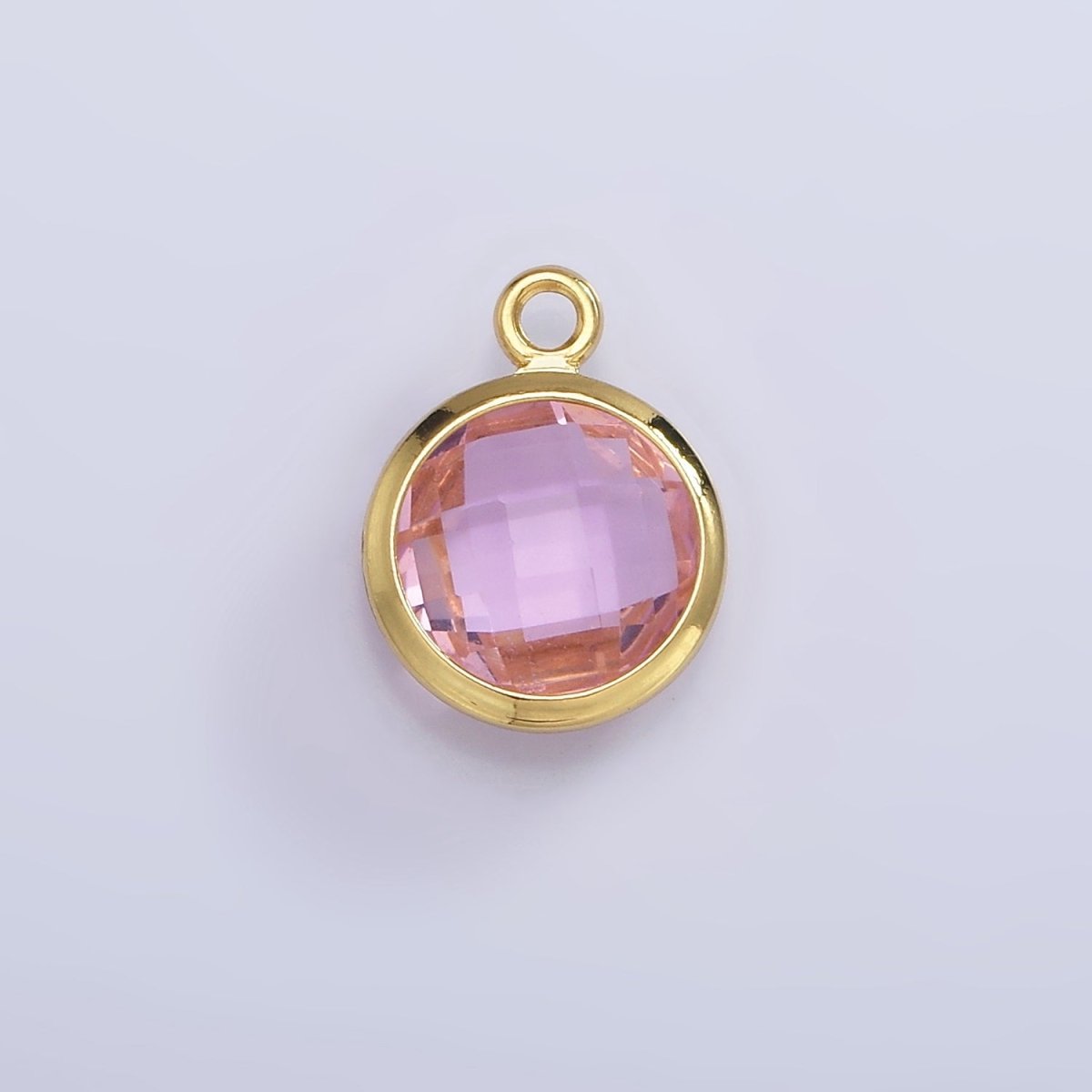 9mm Round BIRTHSTONE Cubic Zirconia Circle Gold Charm Add on Component For Jewelry Making | N-1209 N-1210