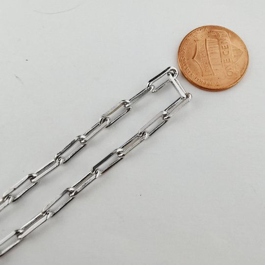 9X3mm Dainty Rectangle Link Necklace, Silver PAPER CLIP Chain by Yard For Necklace, Bracelet, Anklet Component | ROLL-197 Clearance Pricing