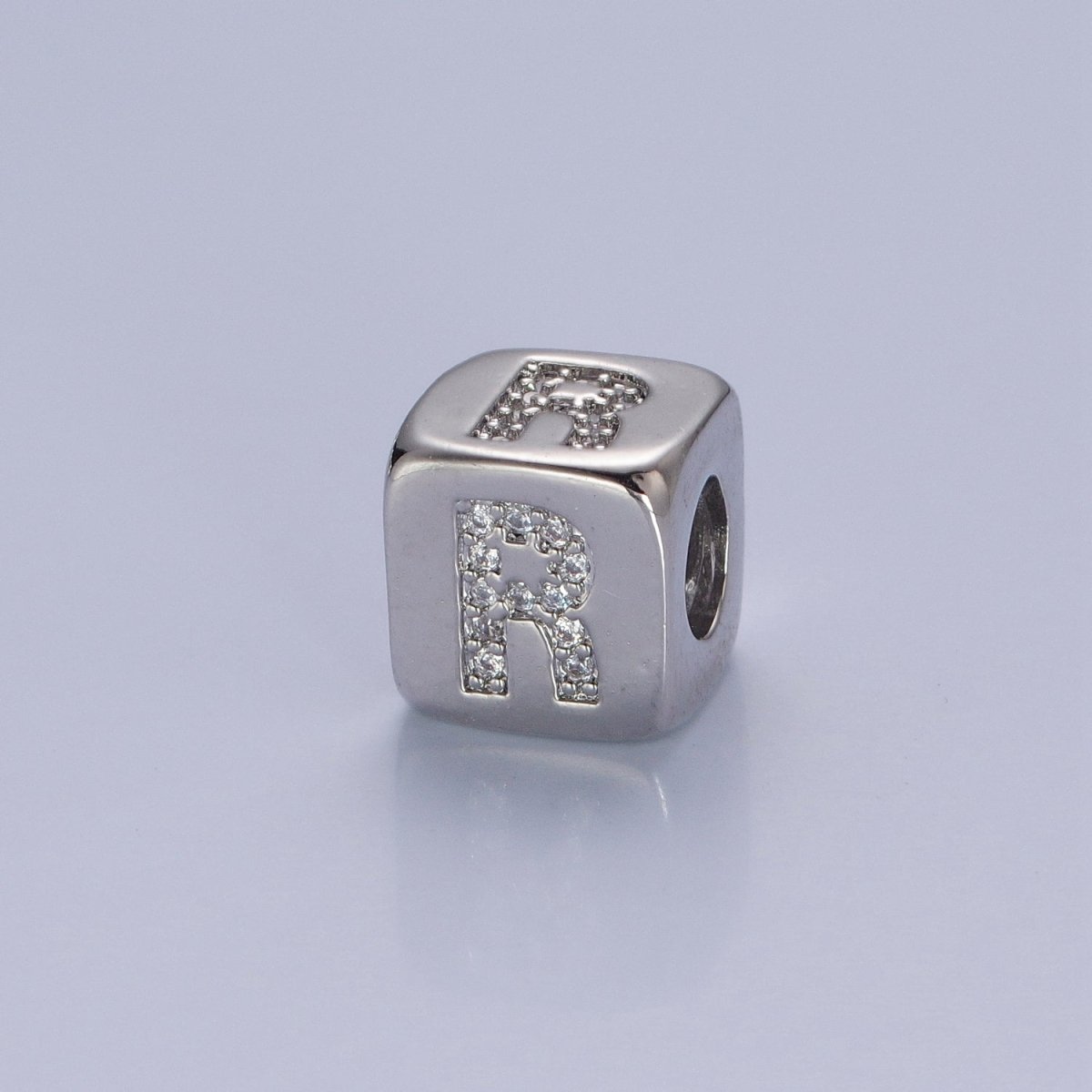 9x9mm Silver Initial Letter Beads, Alphabet Beads, Initial Beads, Alphabet Blocks Micro Pave Initial Block Charm for Bracelet Necklace Supply A-A1939-A-A1951