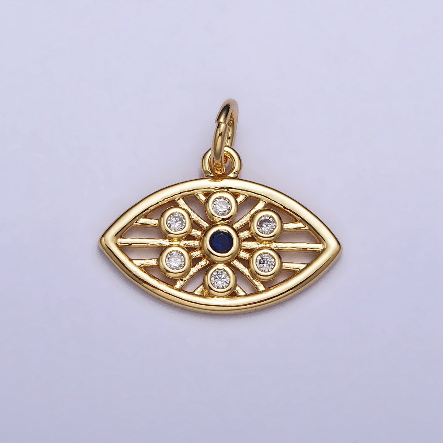 Gold, Silver Blue-Eyed Round CZ Evil Eye Add-On Protection Charm | AC1015 AC1016