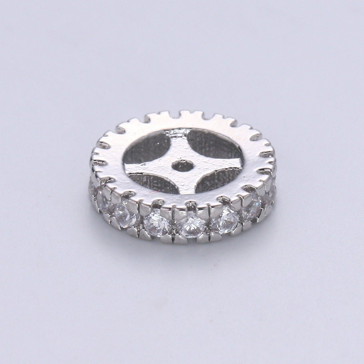 Cubic Zirconia Rondelle - Cz Beads - Crystal Spacers - Gold Rhinestone Spacer Beads Silver Bead Spacer Charm for Necklace Bracelet B-508