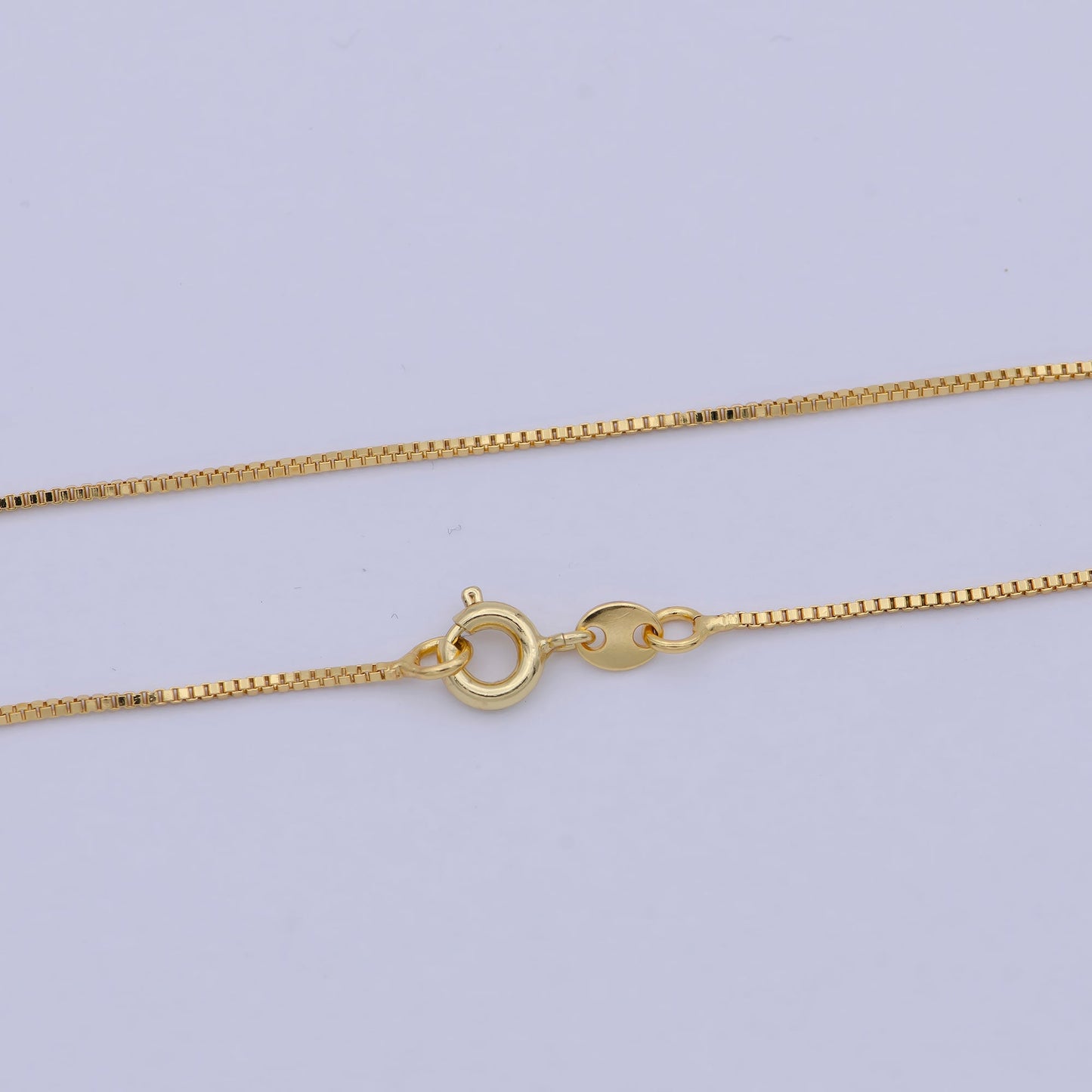 15.5" Box Chain Necklace, Dainty 24K Gold Plated 0.7mm Layering Finished Chain | WA-503 Clearance Pricing