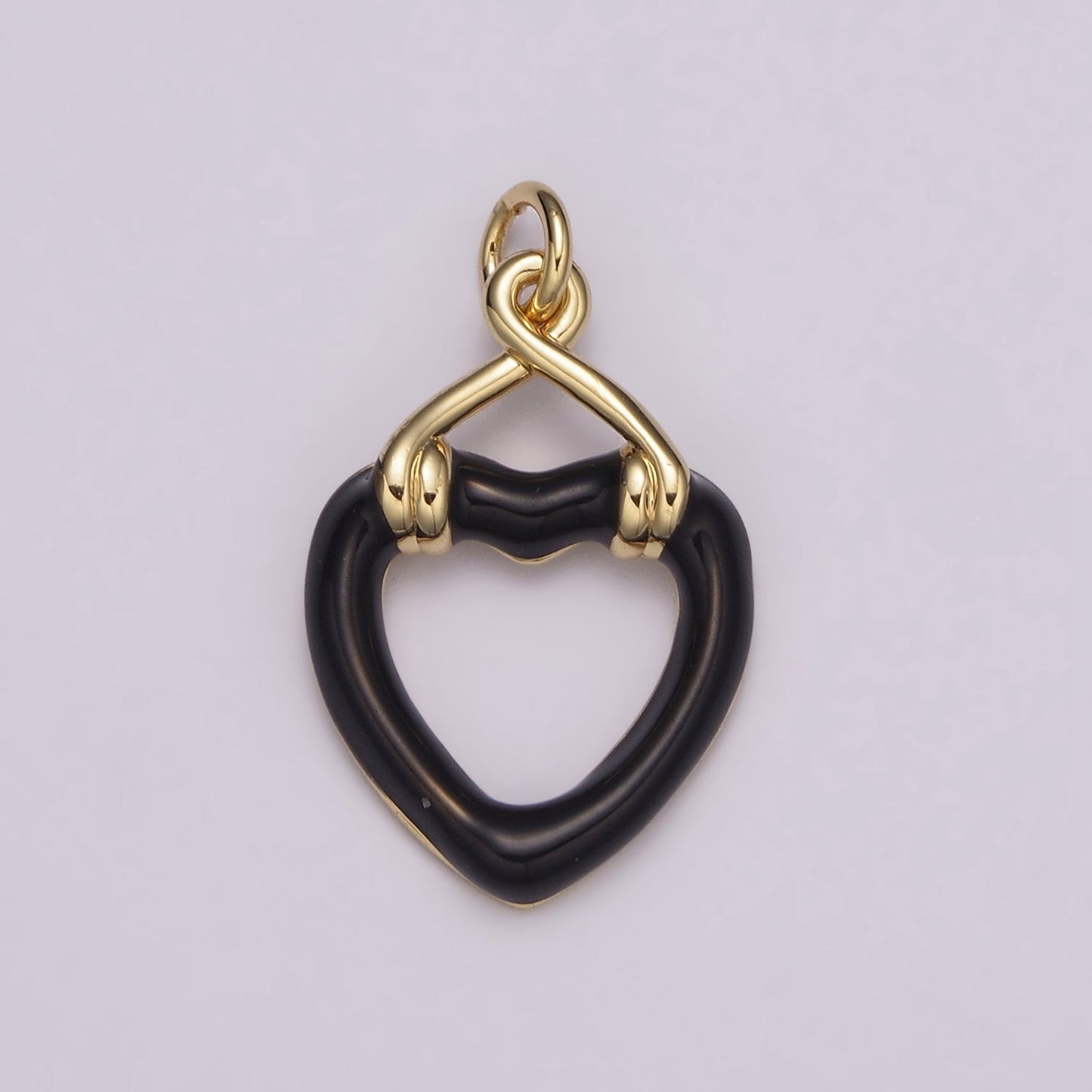 Black Open Heart Charms Enamel Colorful Hearts Black White Pink Green on Gold Filled for Bracelet Earring Necklace Charm E-697-E-700