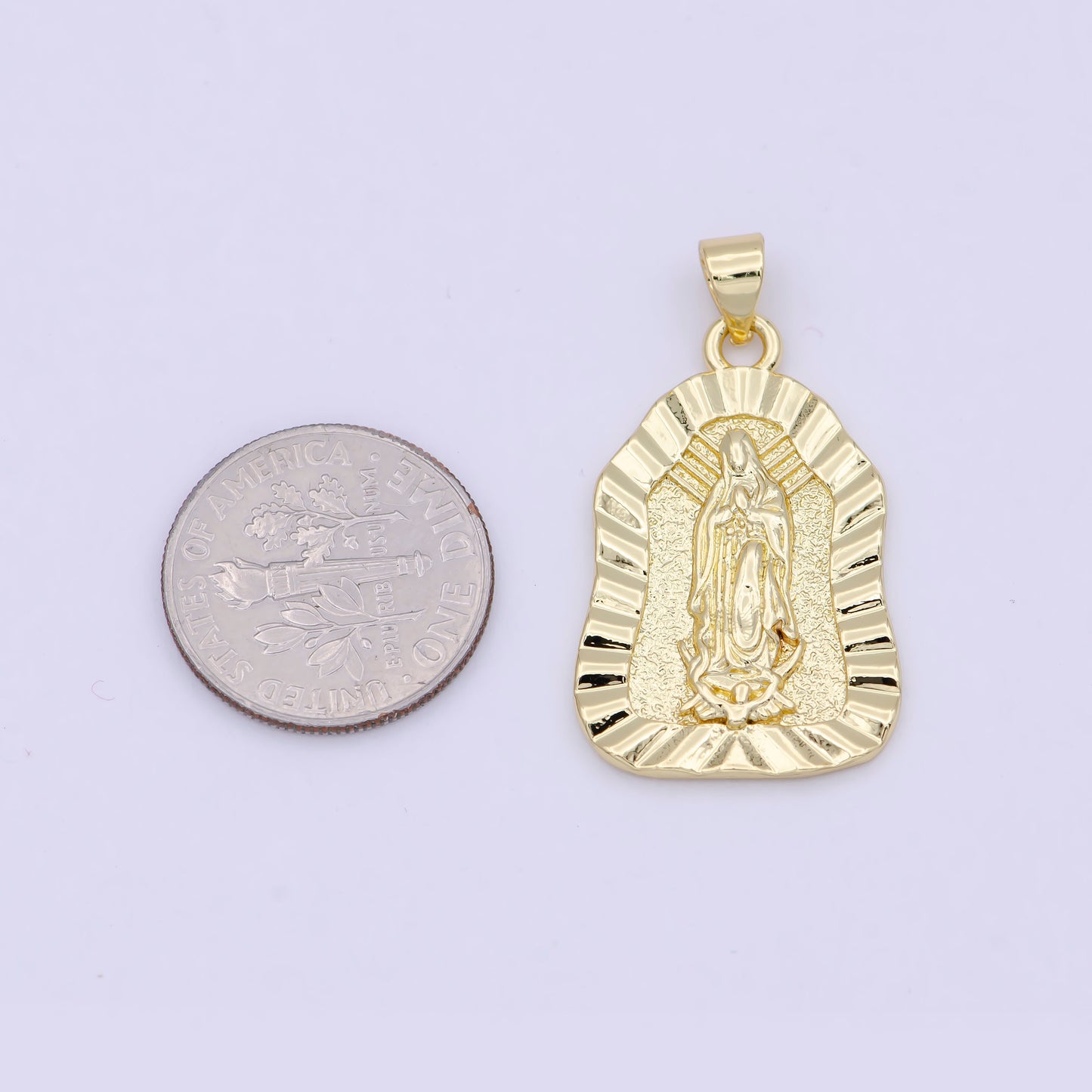 Dainty Gold Lady Guadalupe Charm Virgin Mary Pendant N-624