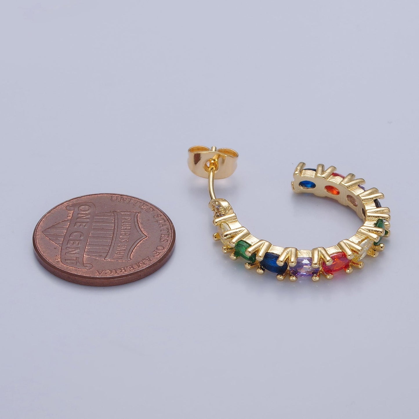 Multi Color Pave Hoop Earring T-419