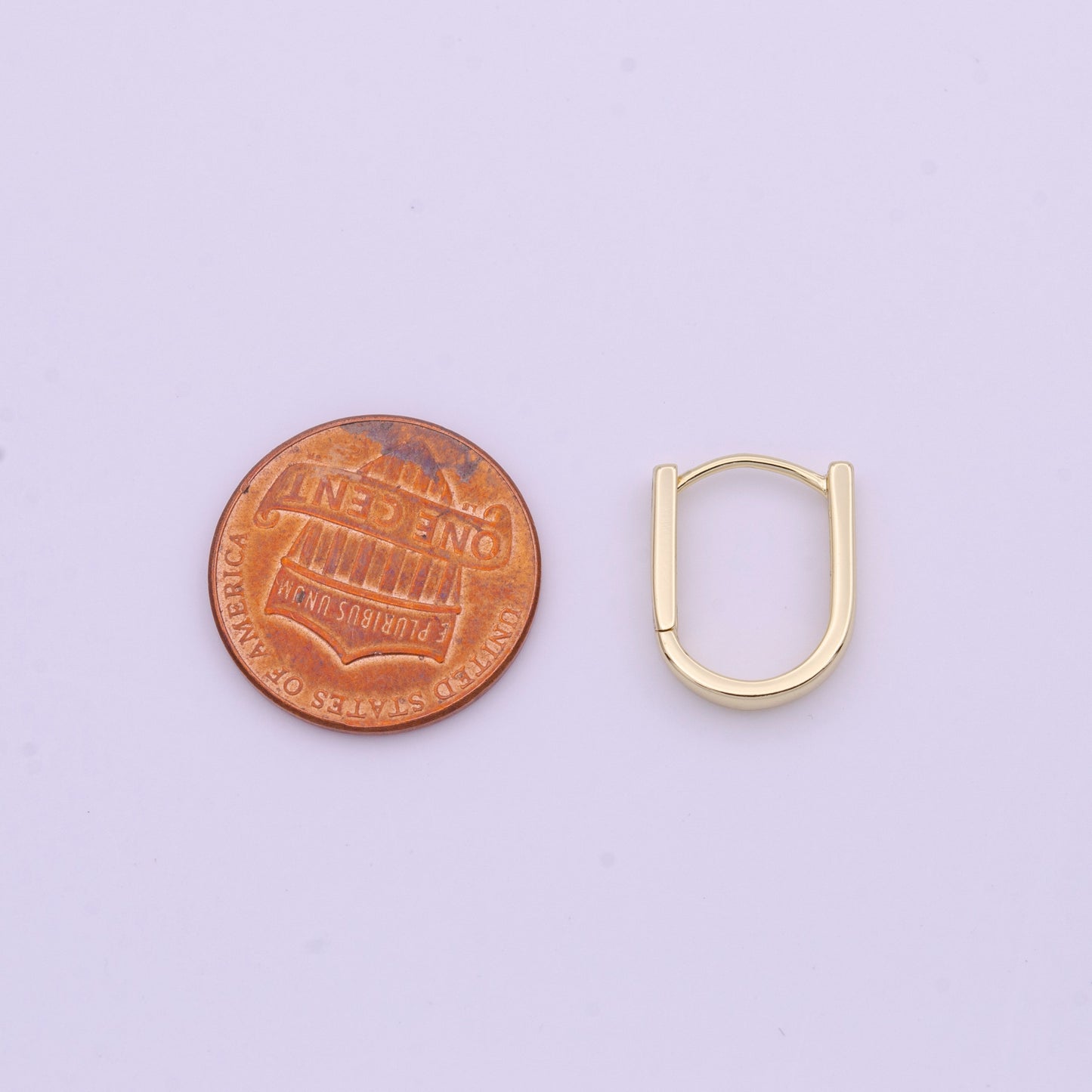 Dainty Gold U Shaped Boxy 15mm Huggie Earrings | AD-161