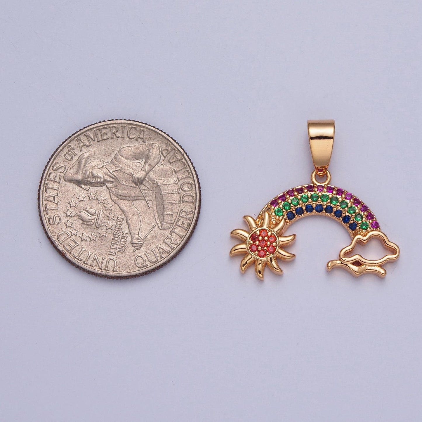 Clear/Rainbow Multicolor Rainbow Cloud Weather & Celestial Sun Pendant For Jewelry Making X-364 X-365