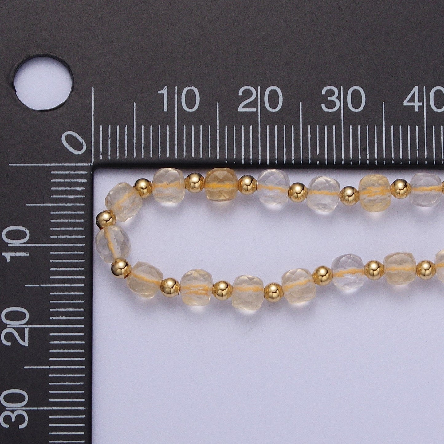 15.5 Inch Natural Yellow Citrine Multifaceted Cube Gemstone w. Gold Bead Choker Necklace | WA-1425 Clearance Pricing
