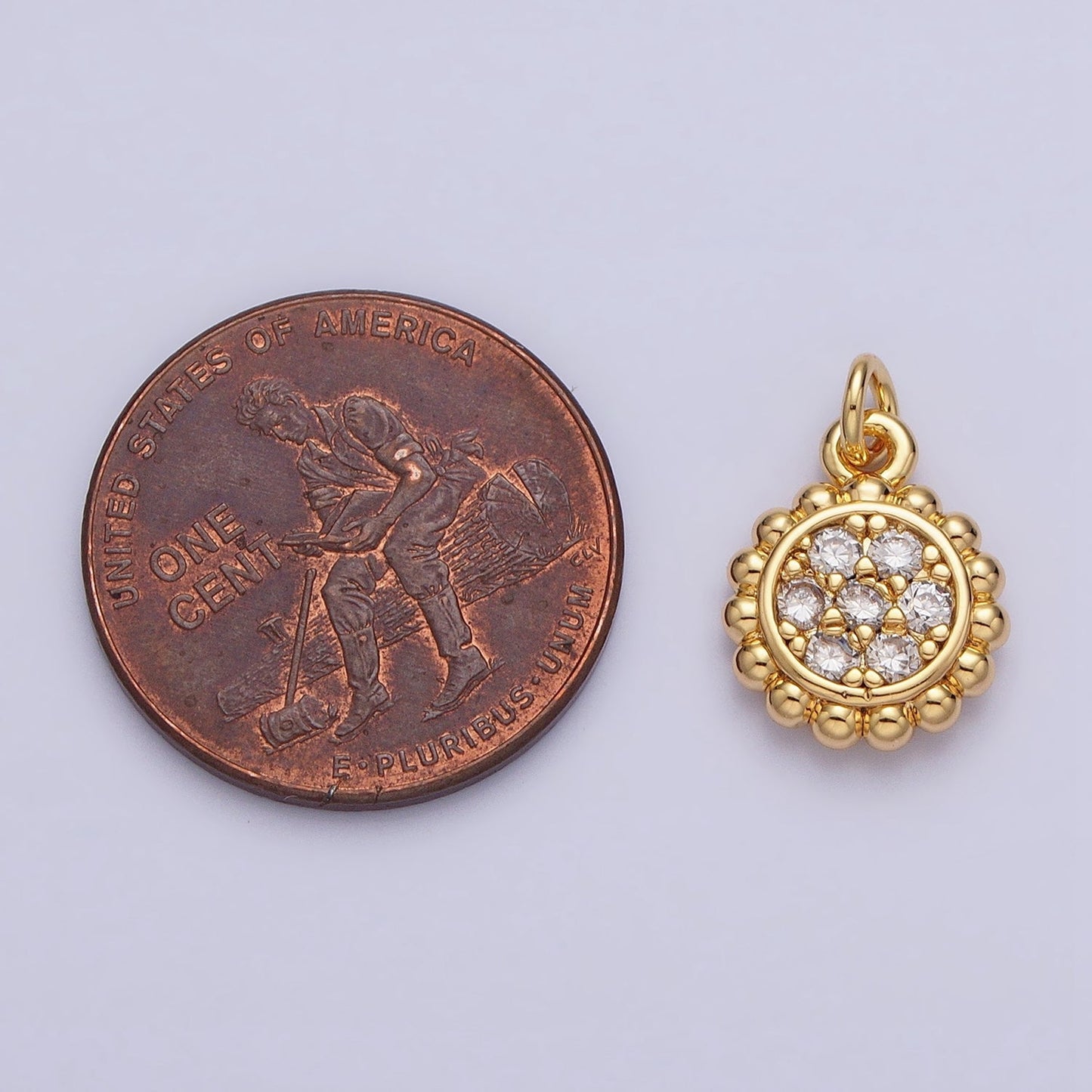Gold, Silver Beaded Clear Micro Paved Round Add-On Charm | AC605 AC626