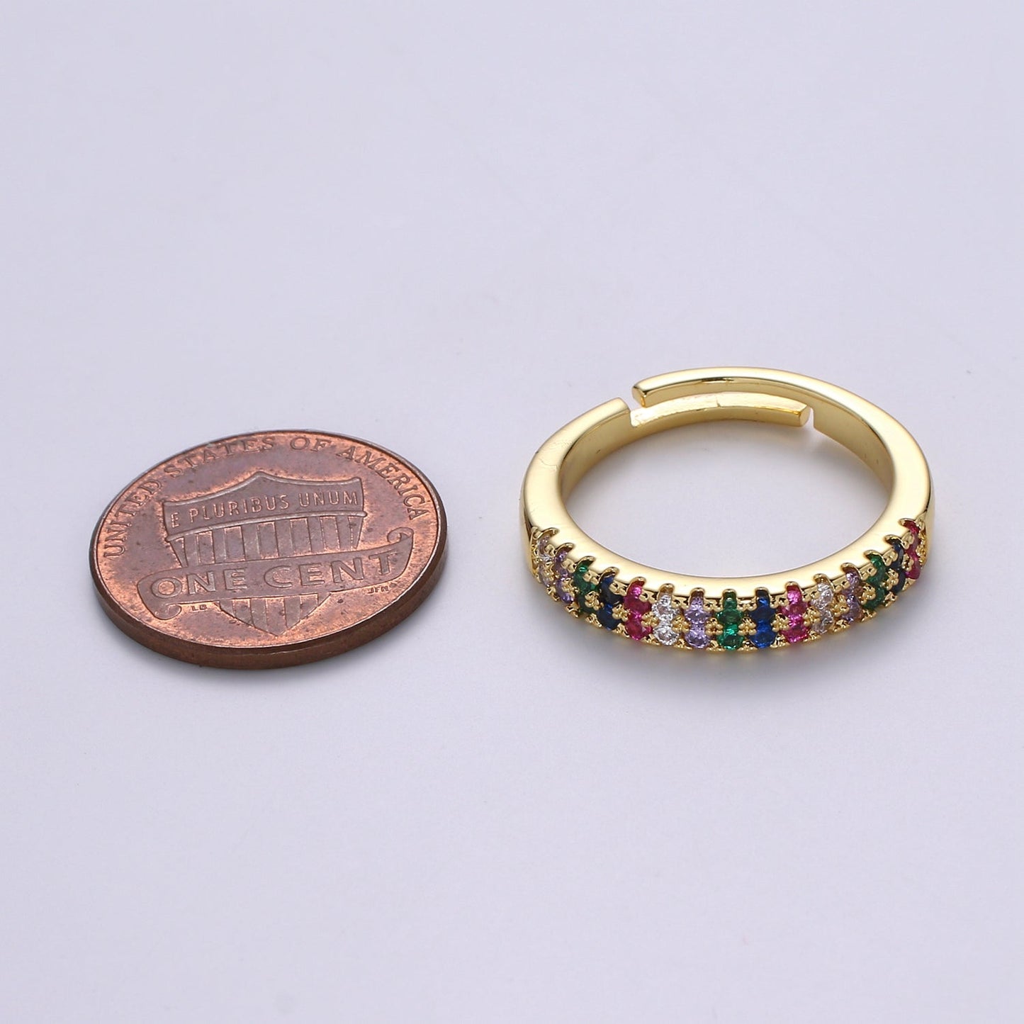 Dainty Gold rainbow ring Eternity Ring, Rainbow Band CZ Eternity Ring, Stack Ring, Layering Ring, Everyday Ring, CZ Adjustable Ring