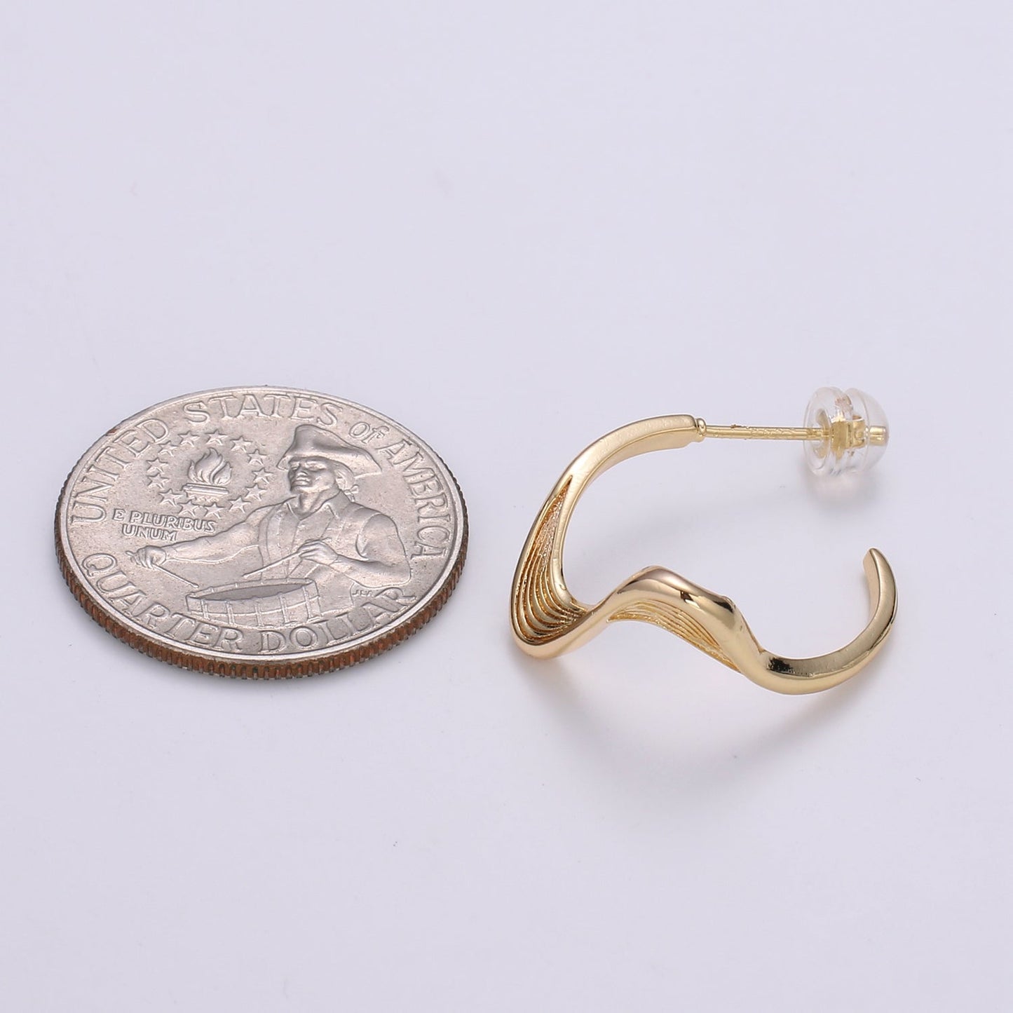 Wind and Wave Design 18K Gold Stud Earring, Rose Gold Wavy Earring, Modern design for DIY Earring Craft Supply Jewelry Making Q-448