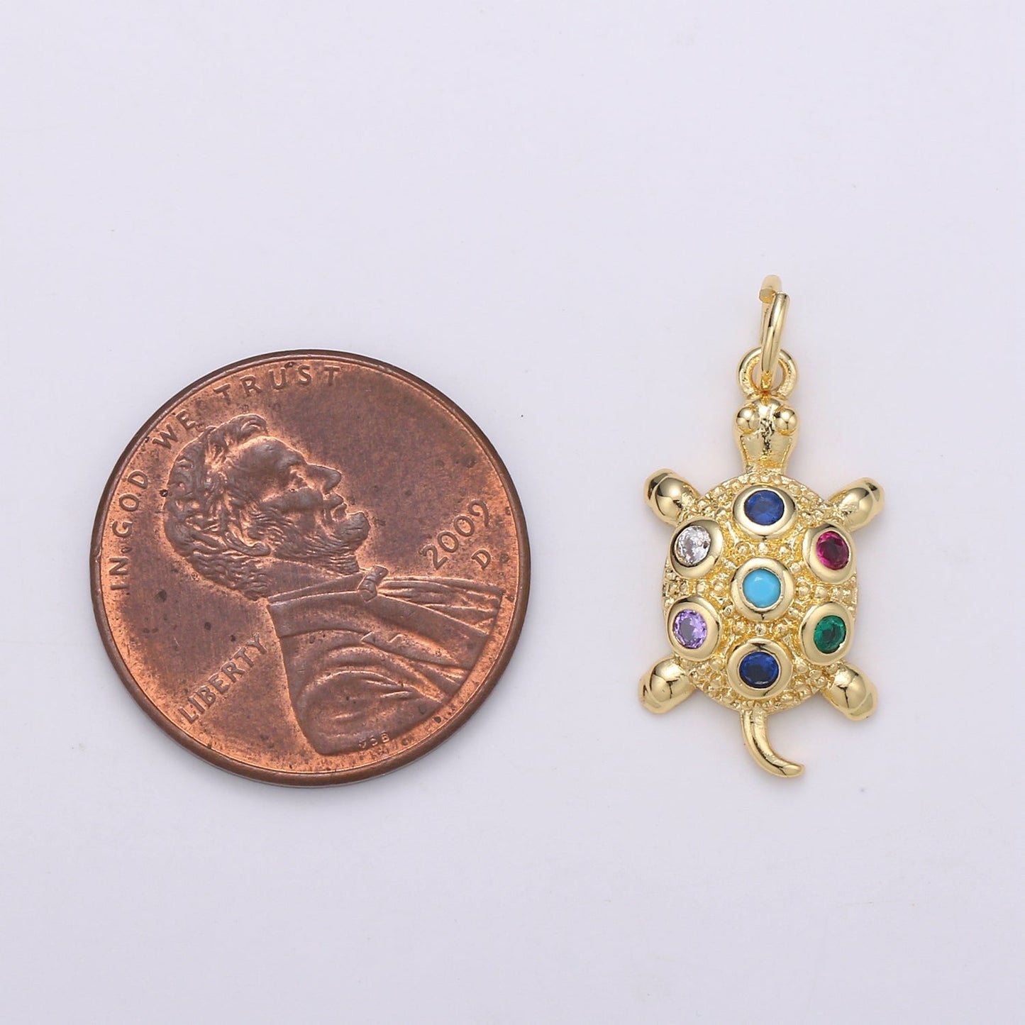 Gold Filled Rainbow Turtle Charm D-802