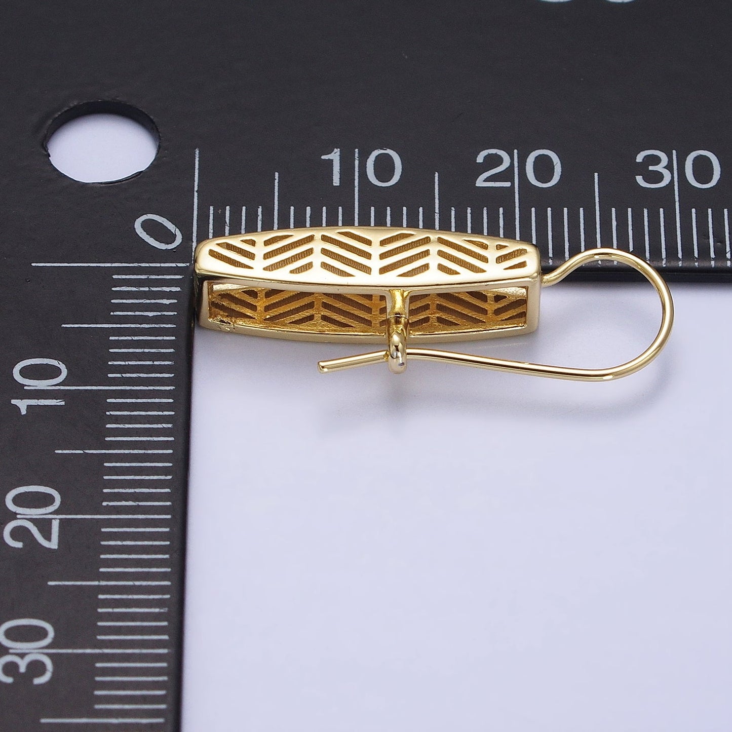 14K Gold Filled Open Filigree Bar Rectangular Latch French Hook Earrings Set | AD1471