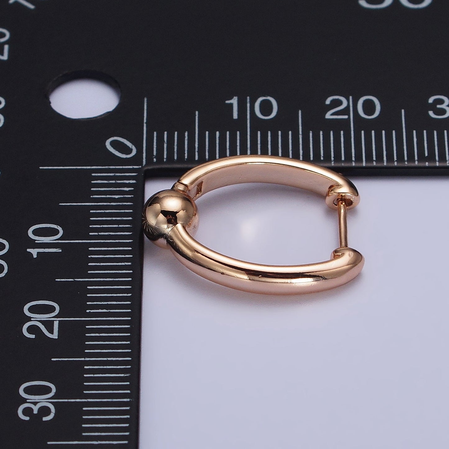 Rose Gold Filled Hoops Earring Minimalist Earring with Small Beads Ball AB1070
