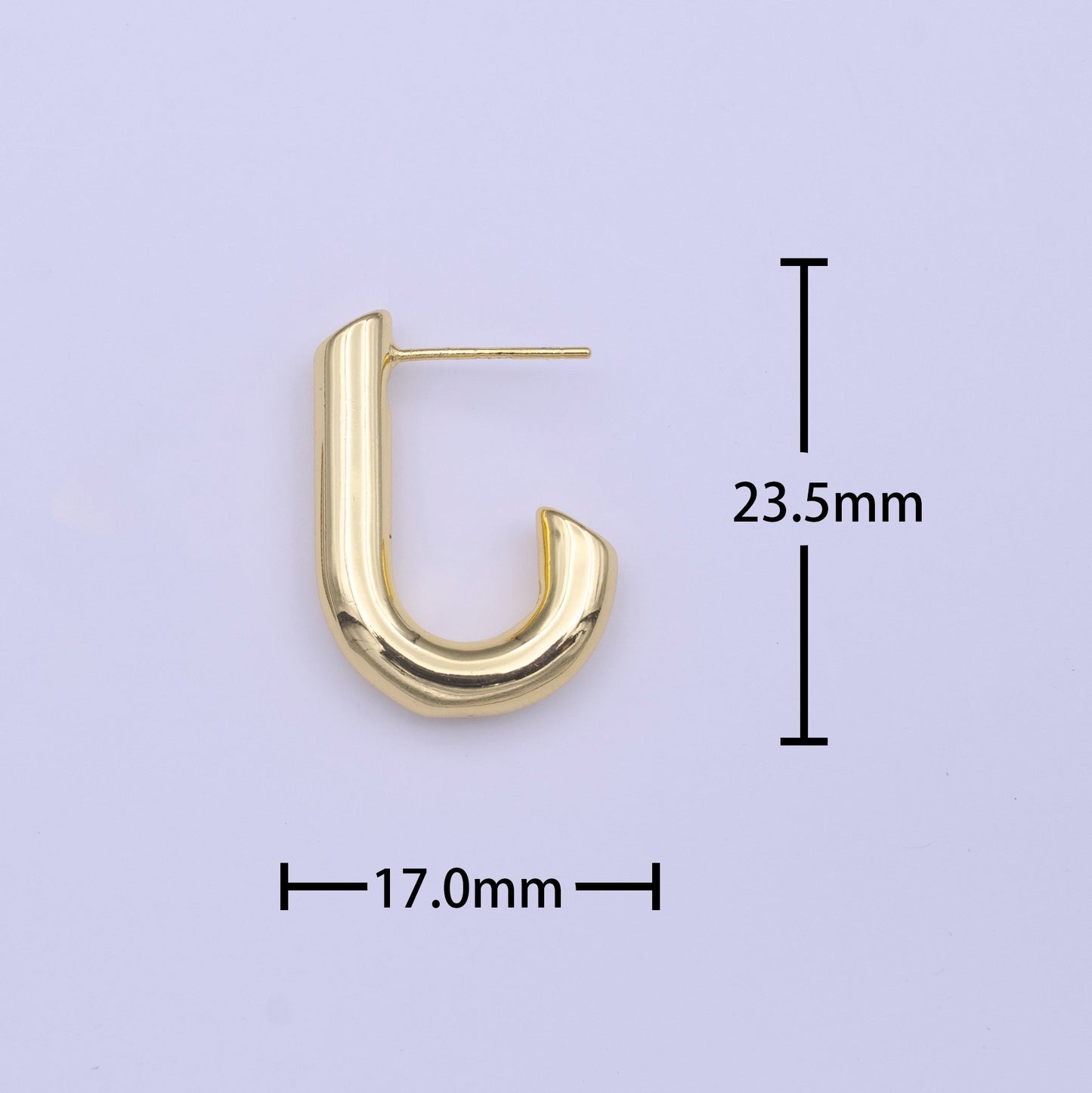 Gold Filled J-Shaped Bar CZ Studs Minimalist Earrings | AD-222