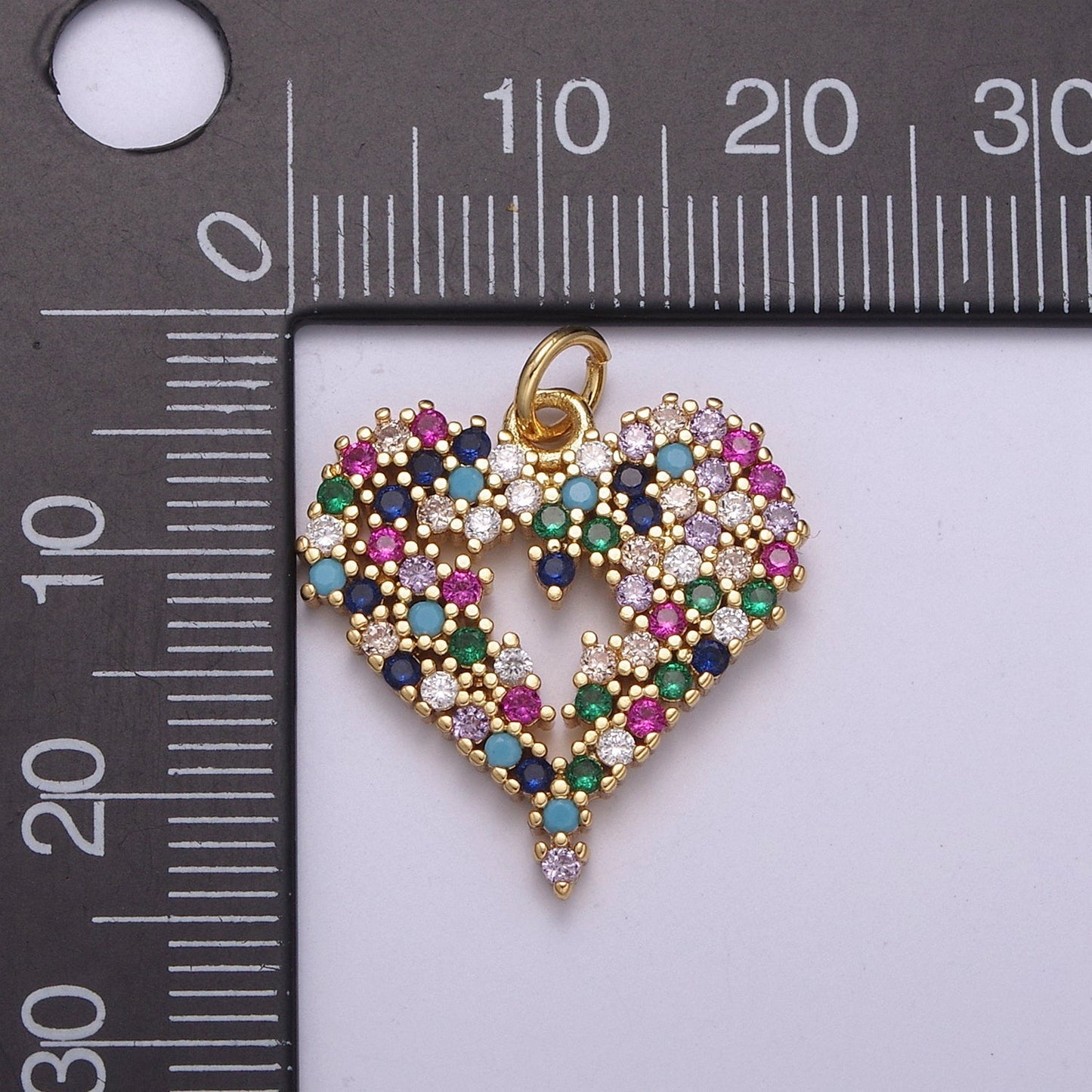 Dainty Multi Color Cz Heart Charm for Necklace Earring Bracelet Supply C-200