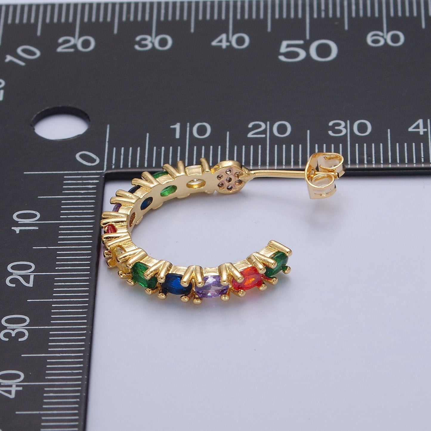 Multi Color Pave Hoop Earring T-419