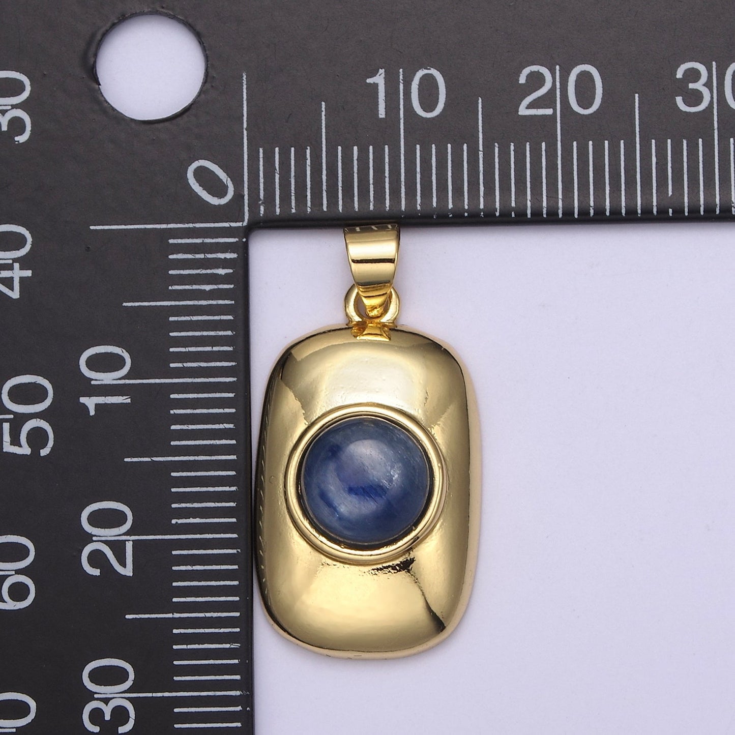 Dainty Tag Charm with Blue Tiger Eye Gemstone Beads For Necklace Pendant H-629