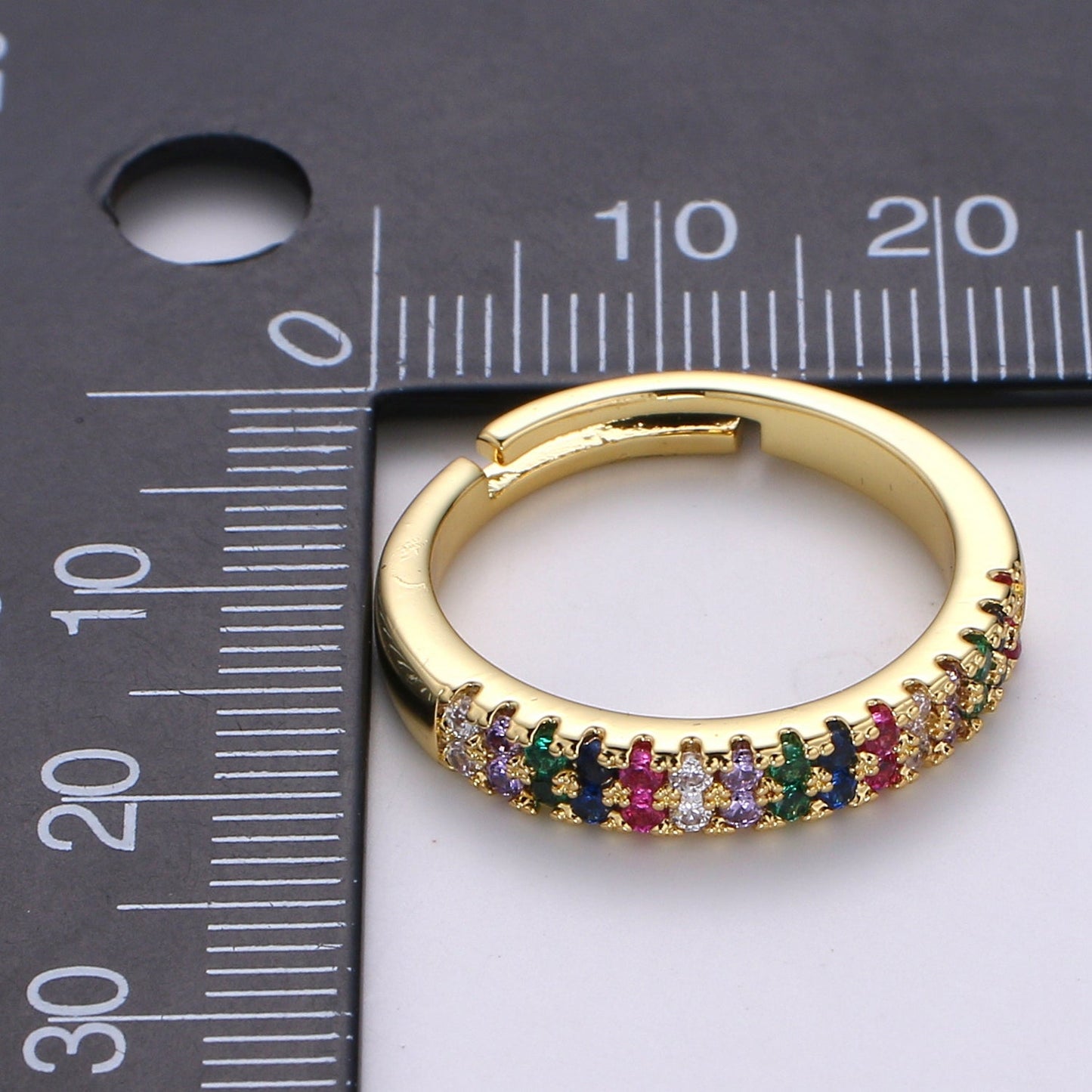 Dainty Gold rainbow ring Eternity Ring, Rainbow Band CZ Eternity Ring, Stack Ring, Layering Ring, Everyday Ring, CZ Adjustable Ring