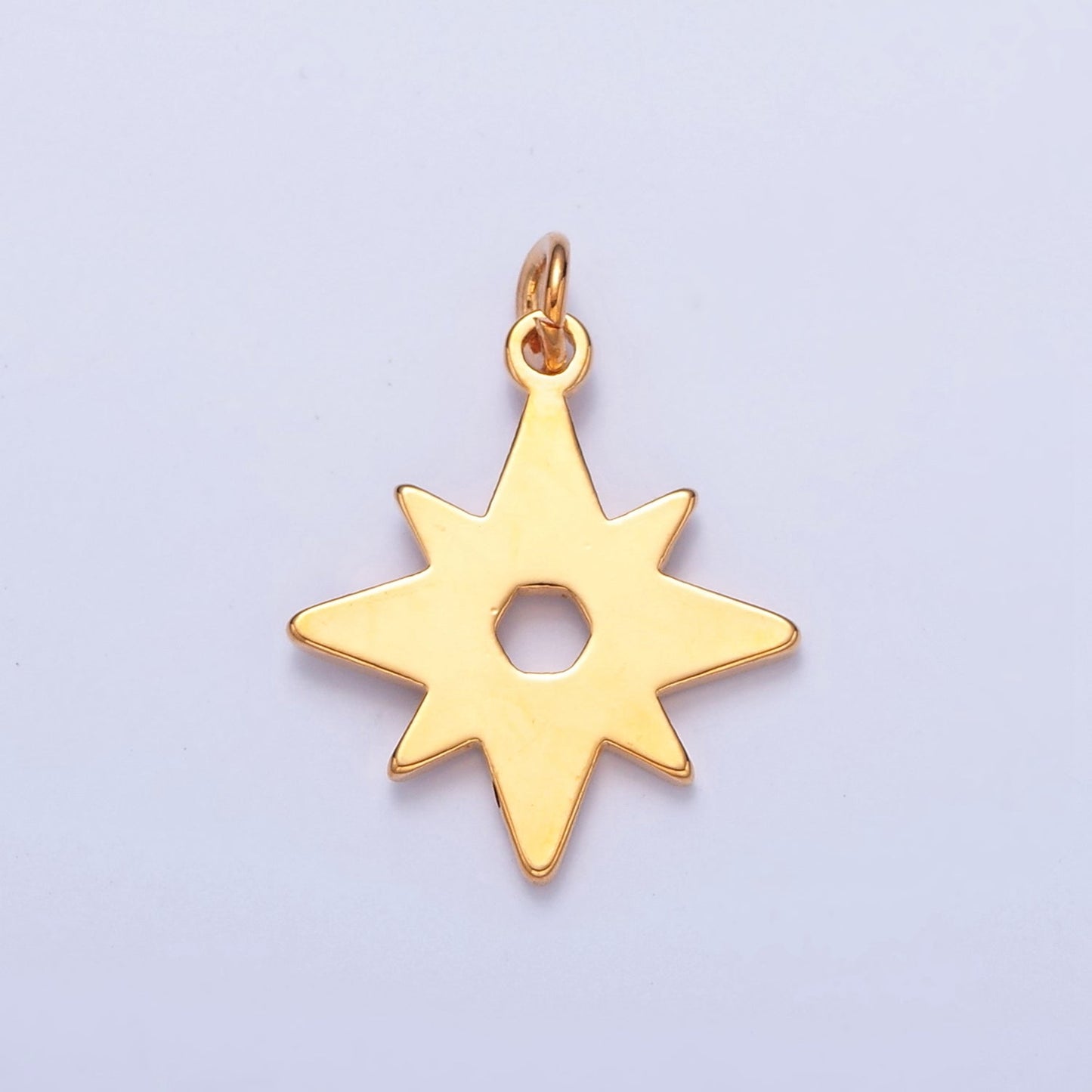 Dainty Gold Flat Star Pendant Starburst Charm for Necklace Bracelet Earring 14K or 24K Gold Filled W-463~W-465