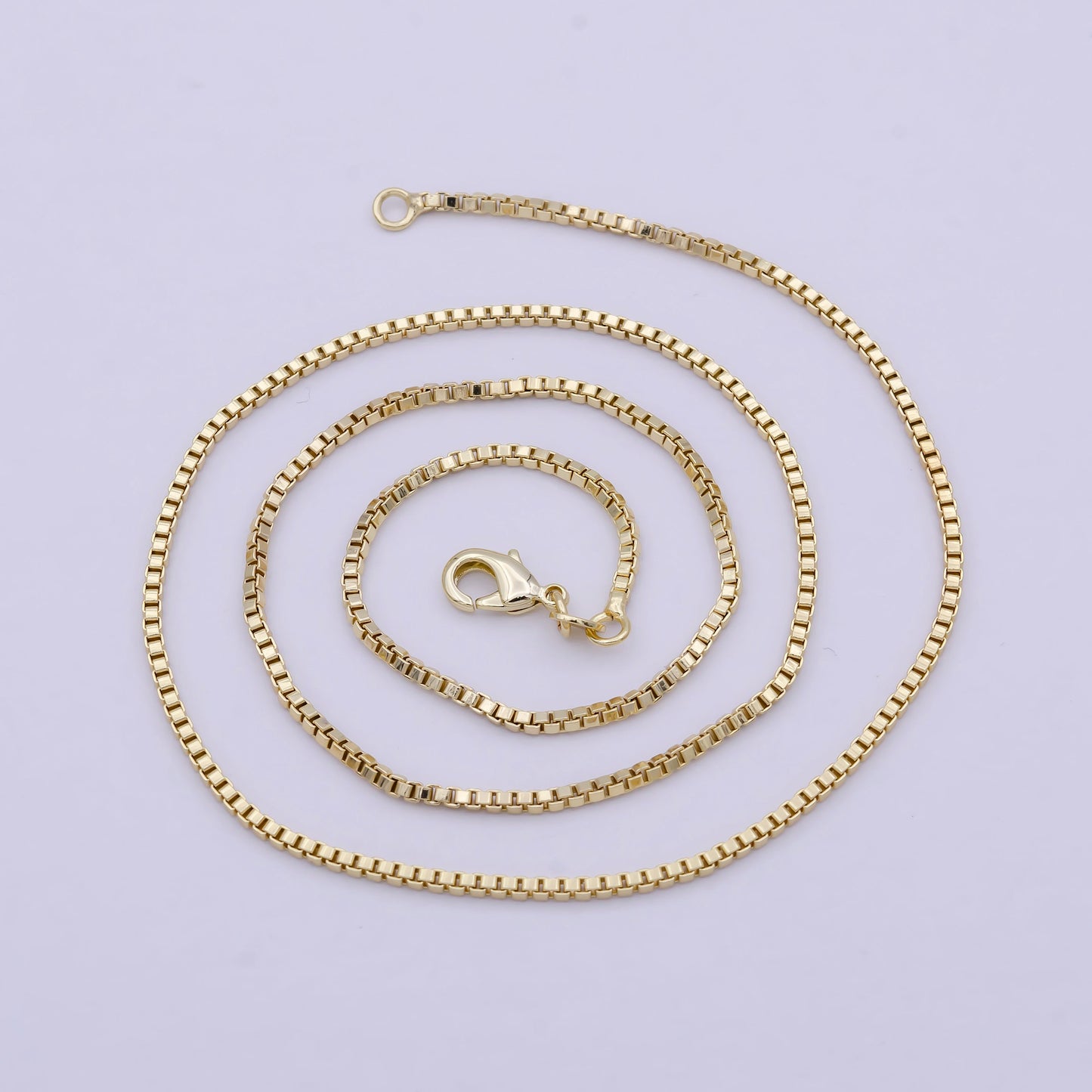 14K Gold Filled Box Chain Necklace 18 Inch Box Chain Necklace, Dainty 1.2mm Box Necklace w/ Lobster Clasp | WA-813 Clearance Pricing