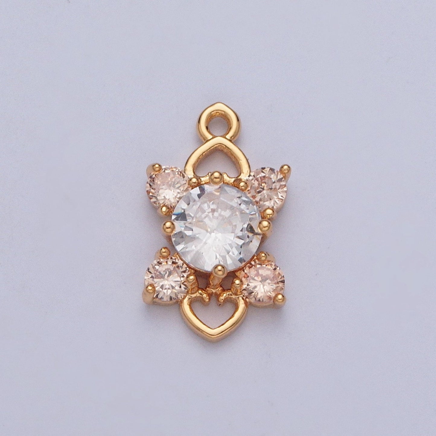 Celestial Four Pointed Star Round Cubic Zirconia Love Heart Link Charm For Valentine Jewelry | X-211-X-214