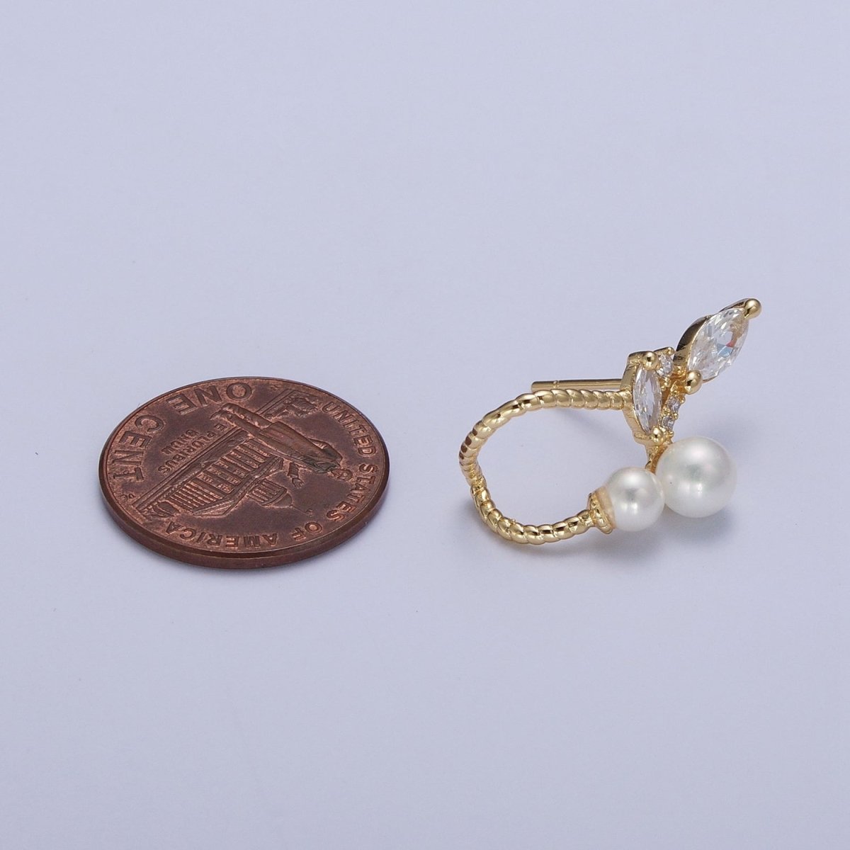 Abstract Marquise Stud Earring With Pearl for Fashion Jewelry P-251