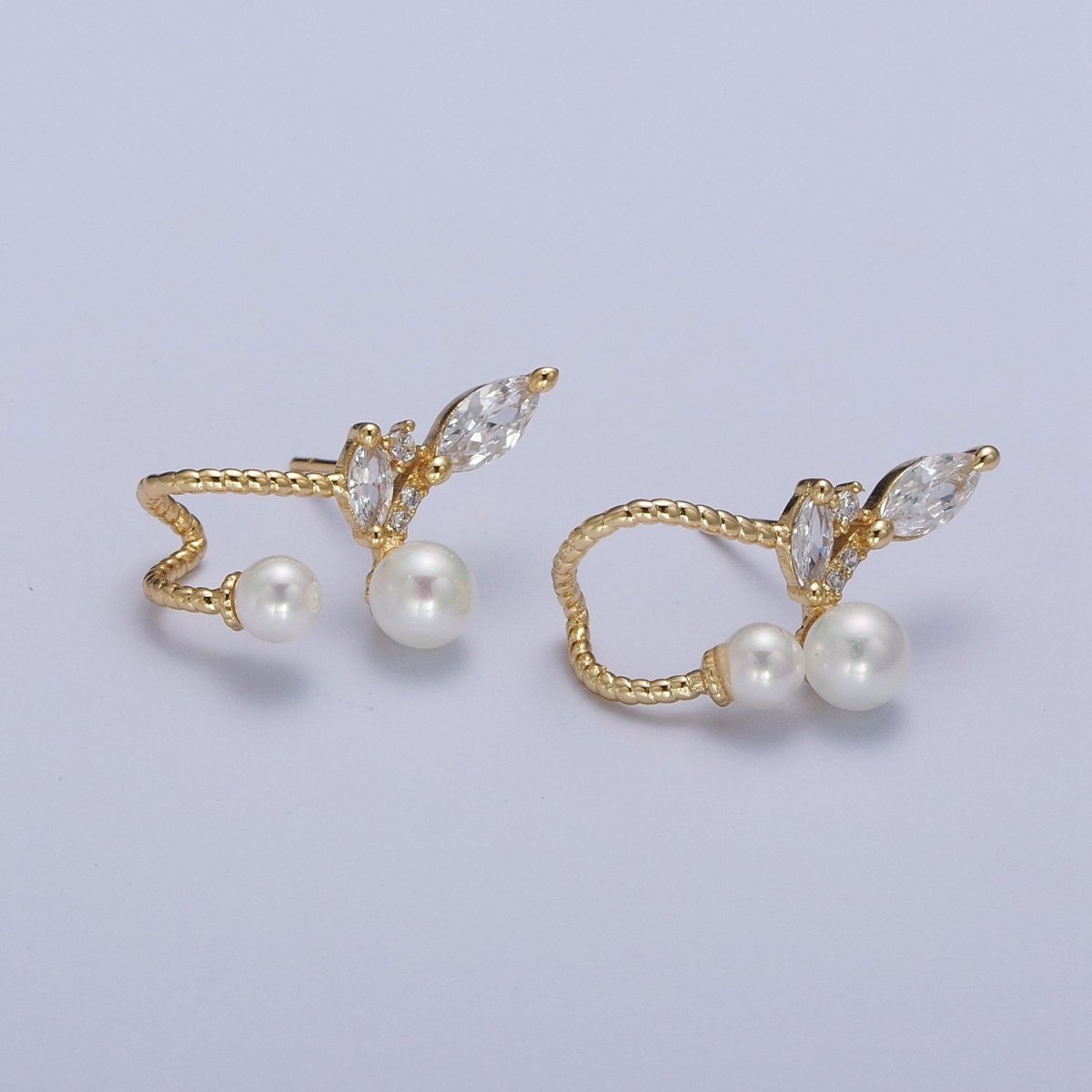 Abstract Marquise Stud Earring With Pearl for Fashion Jewelry P-251