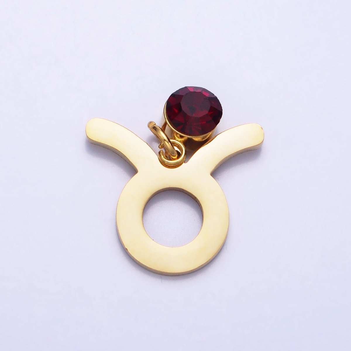 Add on Charm Stainless Steel Zodiac Astrological Signs Birthstone CZ Month Personalized Charm in Gold | A1409-A1414