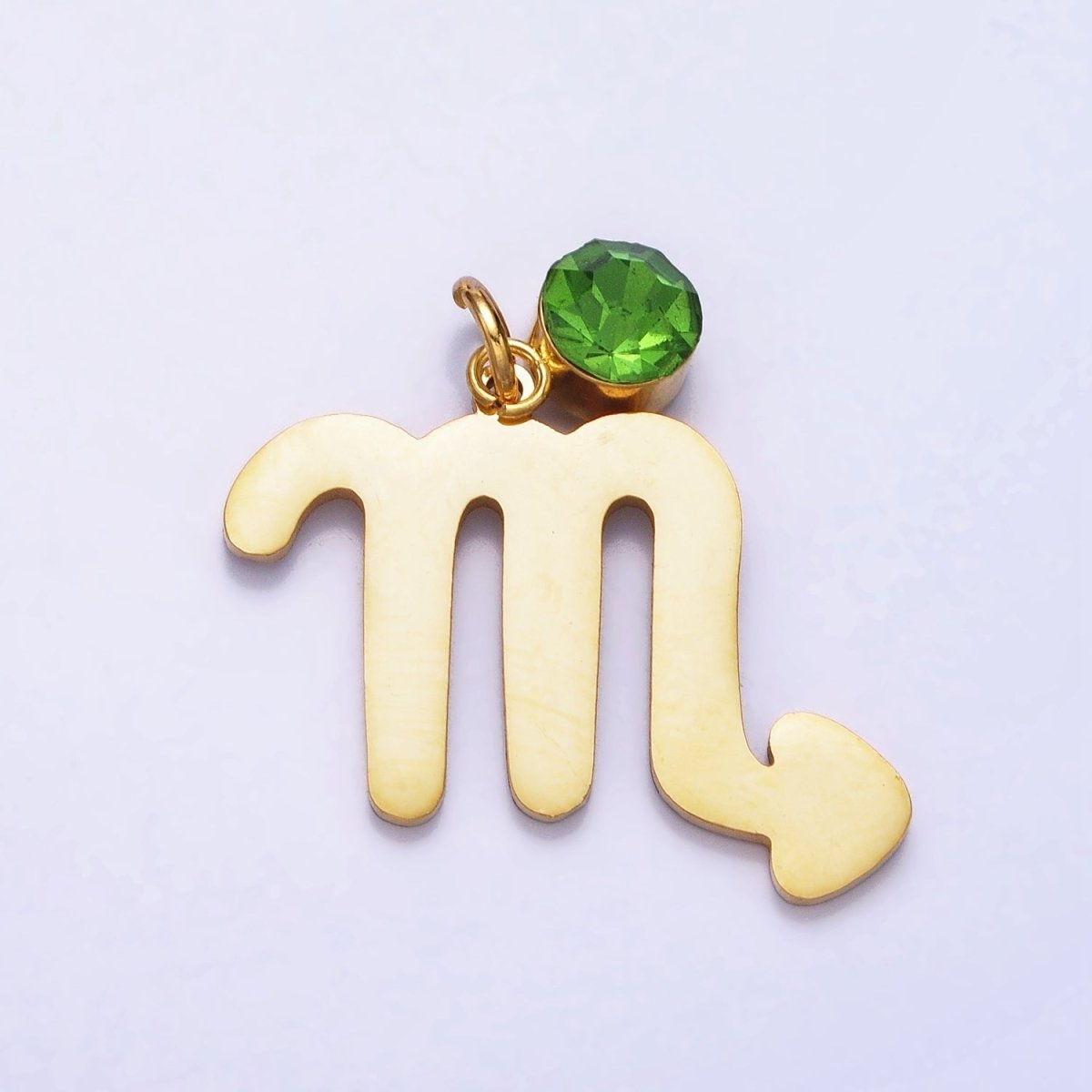 Add on Charm Stainless Steel Zodiac Astrological Signs Birthstone CZ Month Personalized Charm in Gold | A1409-A1414
