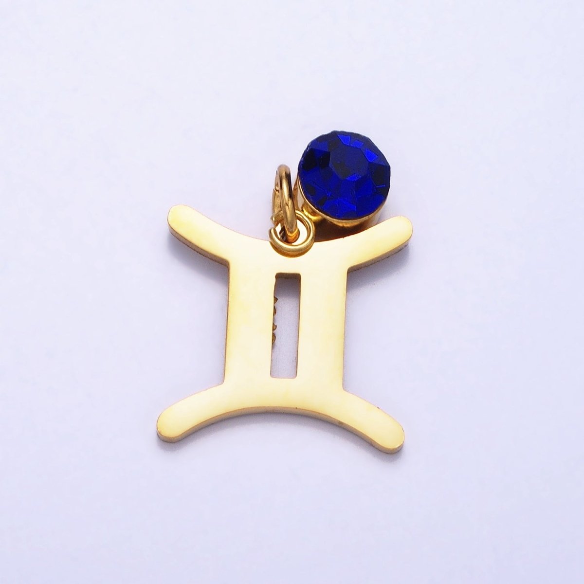 Add on Charm Stainless Steel Zodiac Astrological Signs Birthstone CZ Month Personalized Charm in Gold | A1409-A1414