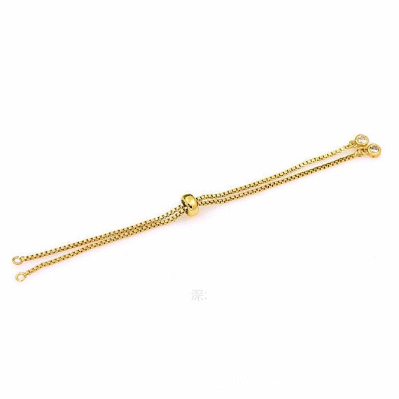Adjustable Gold Filled bracelet Half semi finished with rubber stopper bolo bracelets Tennis bracelet Box Chain Wholesale K-504 K-505 K-511 K-512