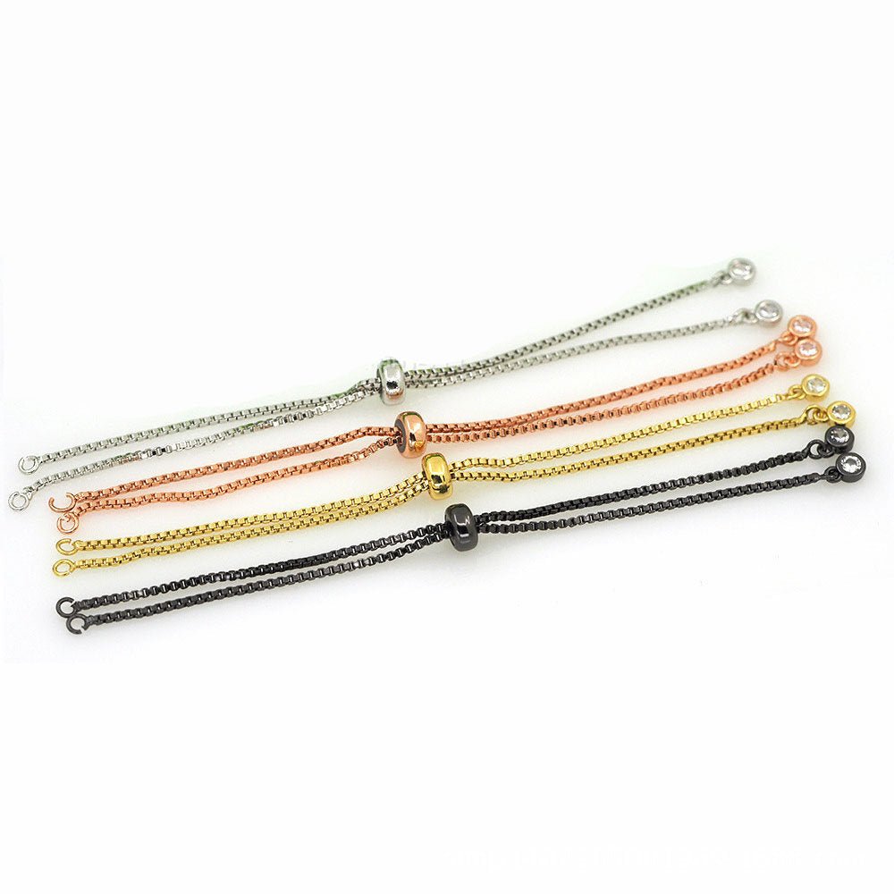 Adjustable Gold Filled bracelet Half semi finished with rubber stopper bolo bracelets Tennis bracelet Box Chain Wholesale K-504 K-505 K-511 K-512