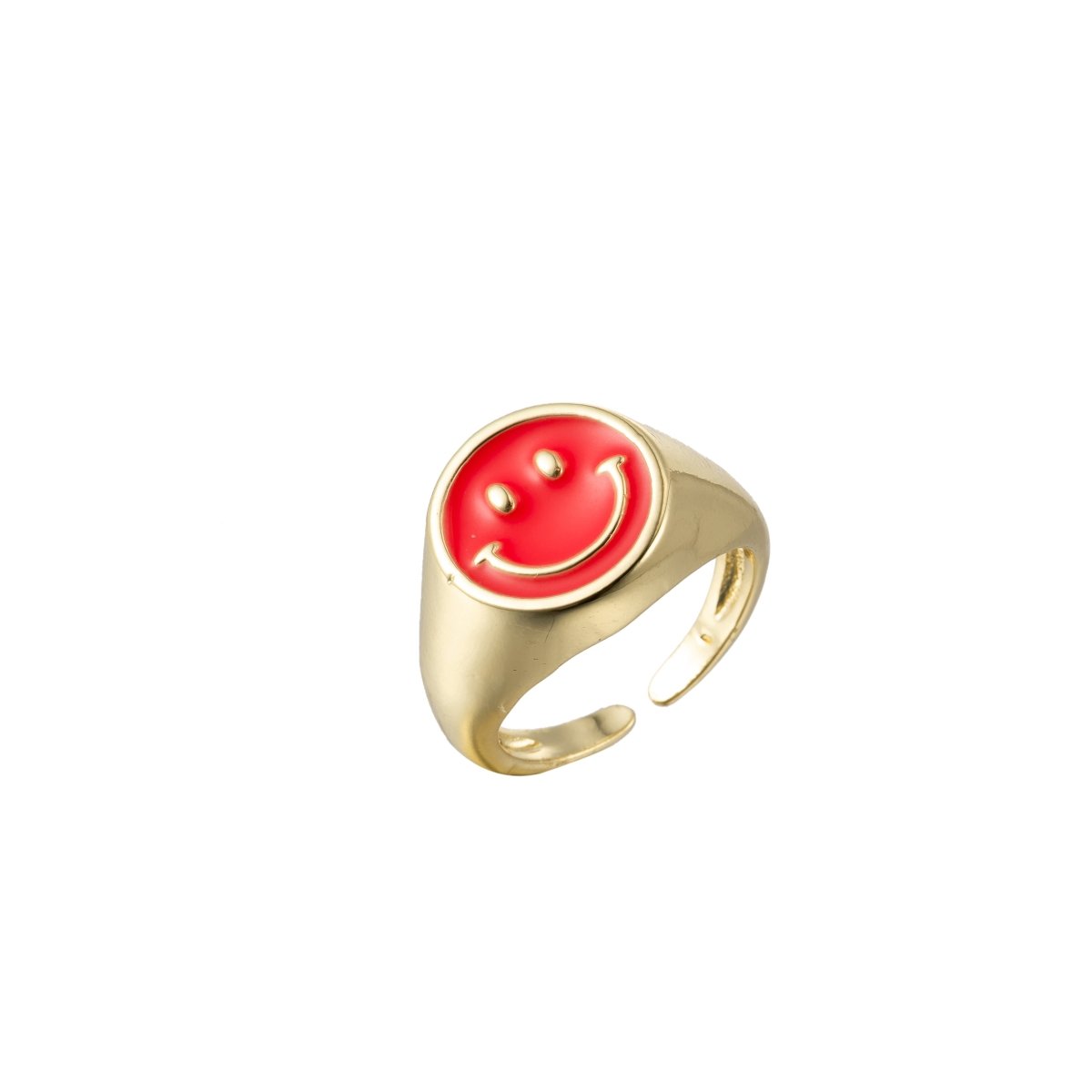 Adjustable Gold Smiley Face Ring, Colorful Enamel Happy Face Signet Ring y2k Jewelry O-881~O-885 O-887~O-891