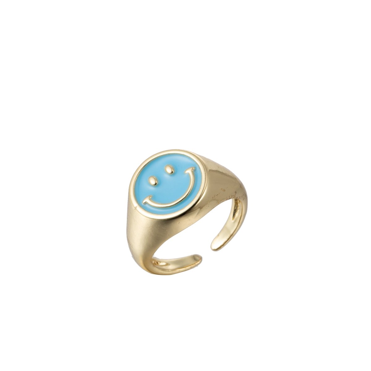Adjustable Gold Smiley Face Ring, Colorful Enamel Happy Face Signet Ring y2k Jewelry O-881~O-885 O-887~O-891