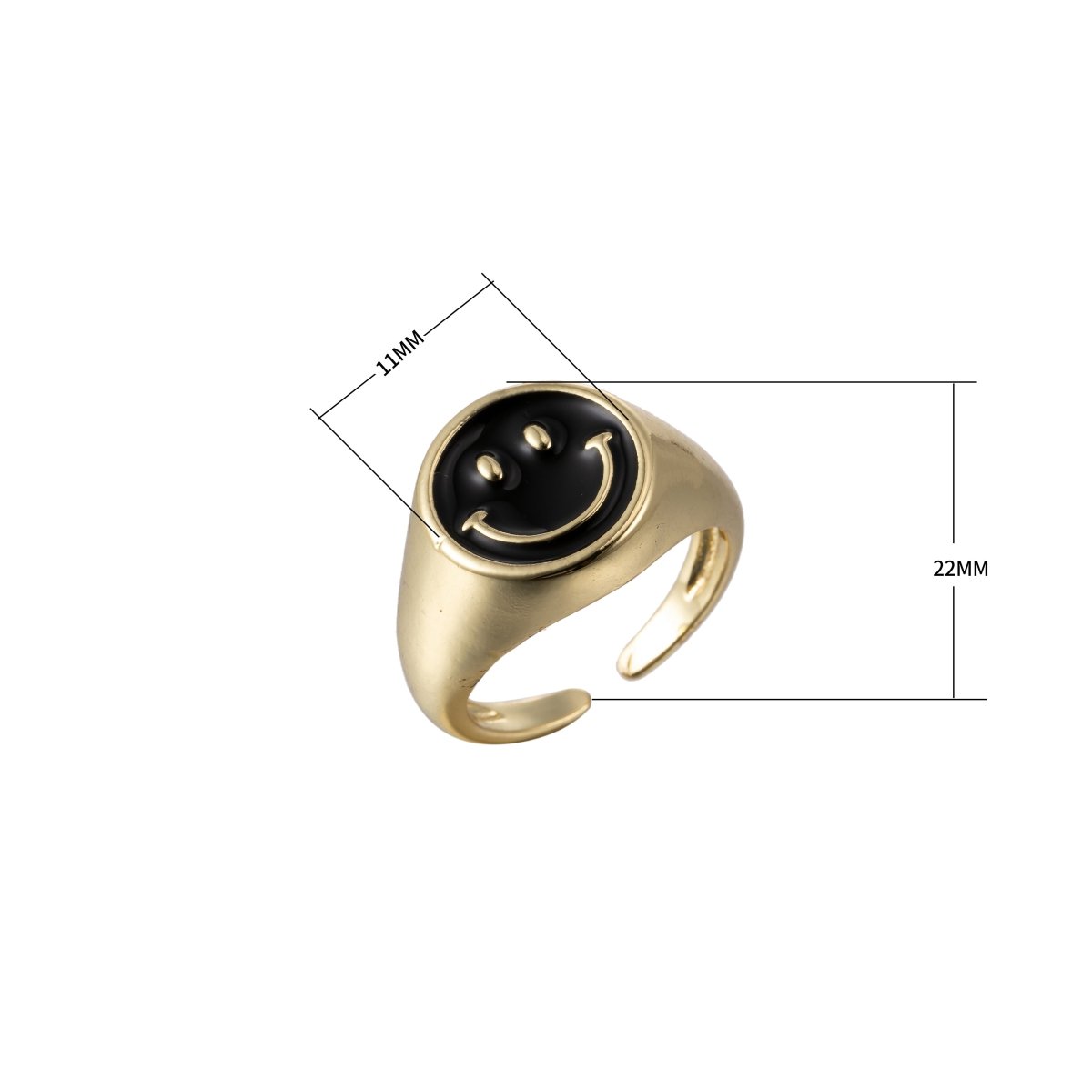 Adjustable Gold Smiley Face Ring, Colorful Enamel Happy Face Signet Ring y2k Jewelry O-881~O-885 O-887~O-891