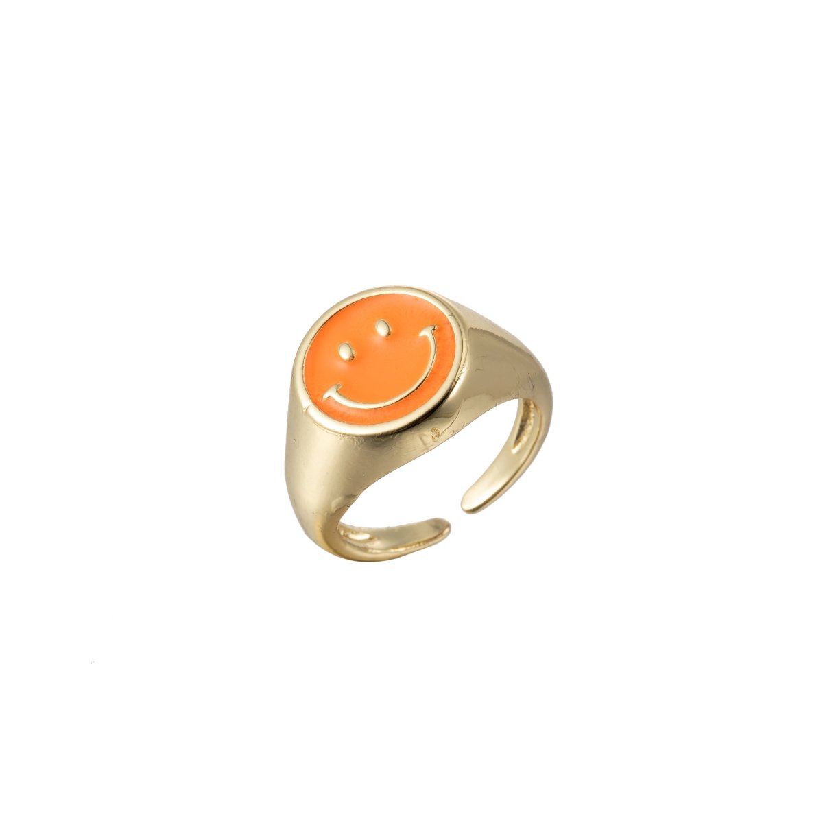 Adjustable Gold Smiley Face Ring, Colorful Enamel Happy Face Signet Ring y2k Jewelry O-881~O-885 O-887~O-891