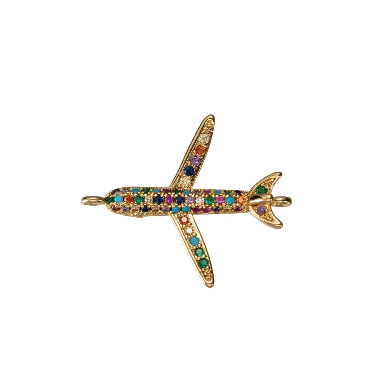 Airplane Connector CZ Micro Pave, Airplane Bracelet CONNECTOR, Traveler Jewelry, Pilot Jewelry, Airplane Charm Connector F-307 F-308