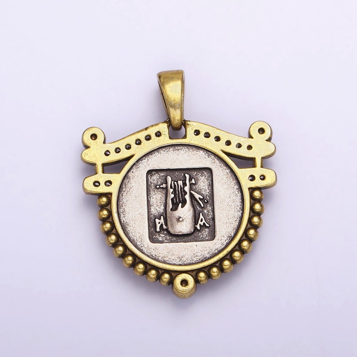 Ancient Coin Findings Pendant , Roman Coin Charm Ancient Greek Medallion Charm AA-761