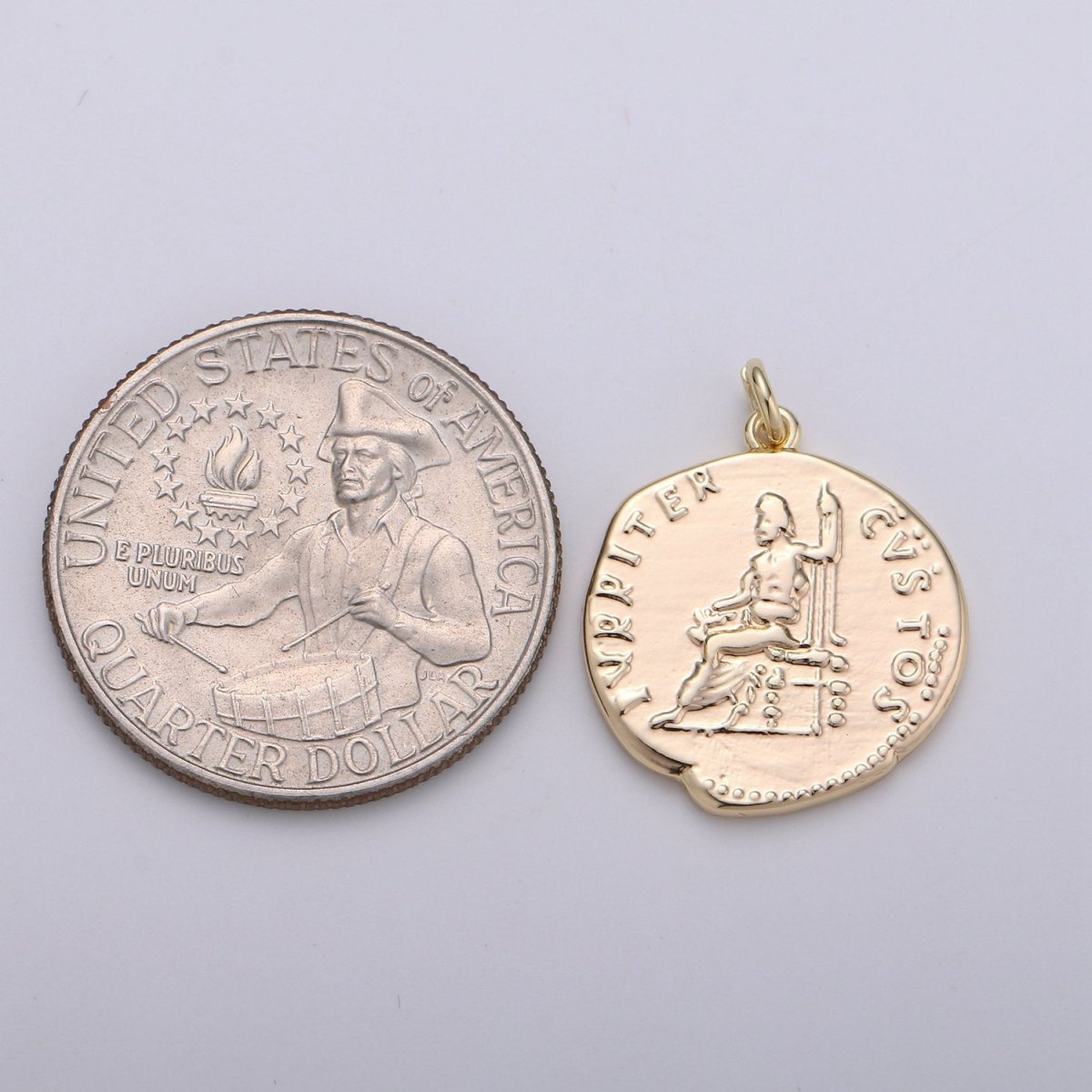 Ancient Greek Coins, 14k Gold Filled coin pendant, Medallion charms, Jupiter Pendant, Zeus coin charms, Greek Jewelry Necklace D-396