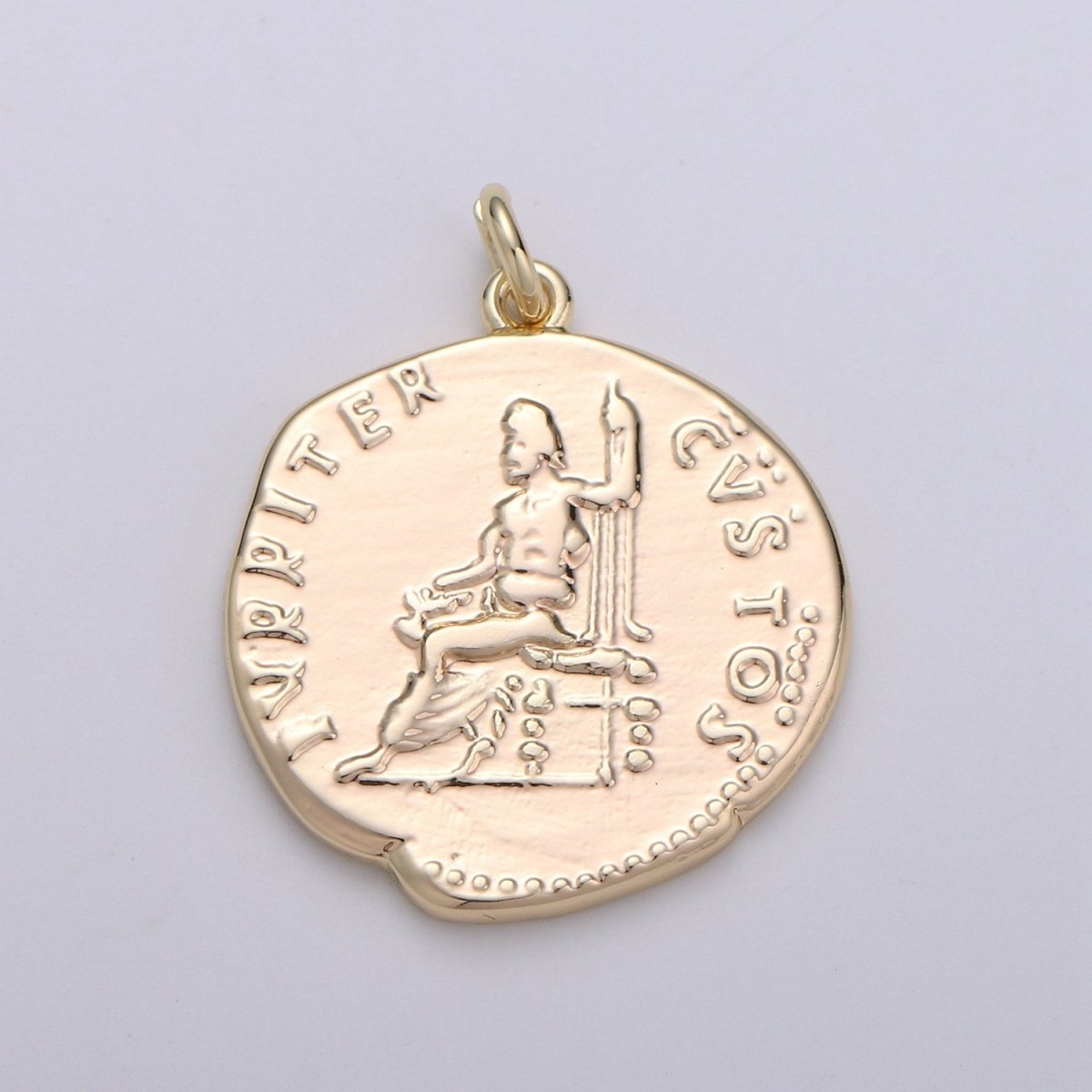 Ancient Greek Coins, 14k Gold Filled coin pendant, Medallion charms, Jupiter Pendant, Zeus coin charms, Greek Jewelry Necklace D-396