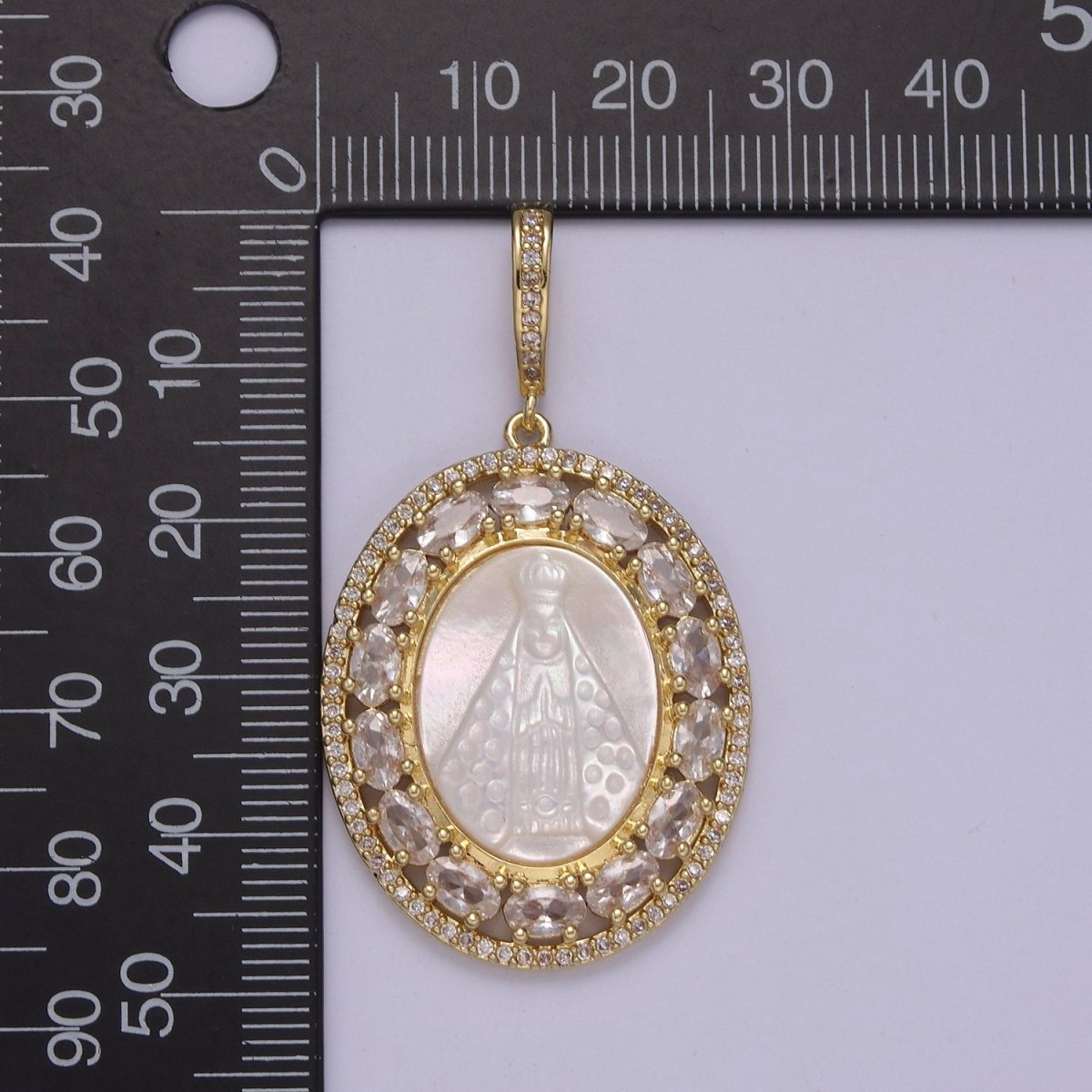 Antique Cameo Virgin Mary And Jesus Gold Pendant, Pearl Mary Pendant Religious Jewelry Making N-563