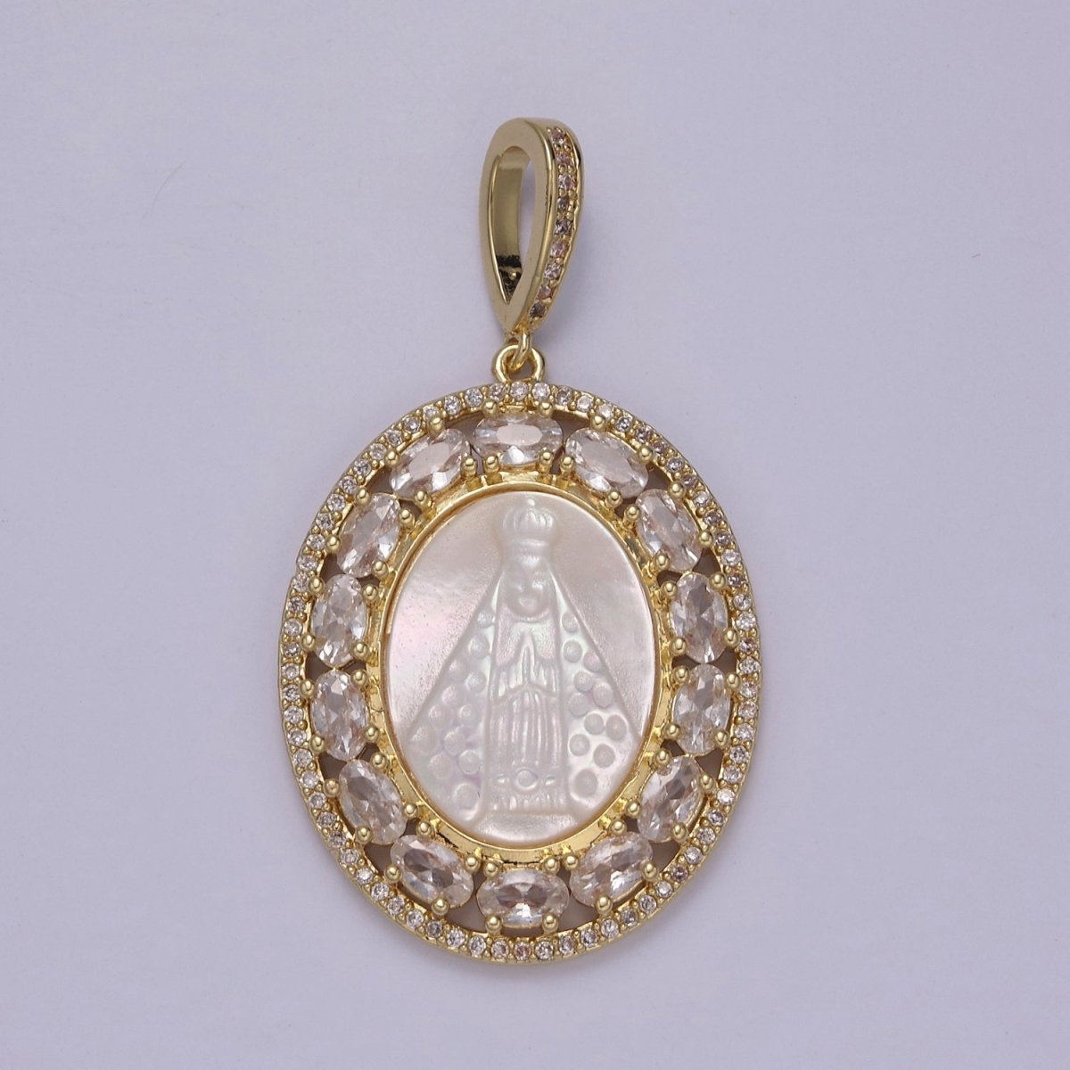 Antique Cameo Virgin Mary And Jesus Gold Pendant, Pearl Mary Pendant Religious Jewelry Making N-563