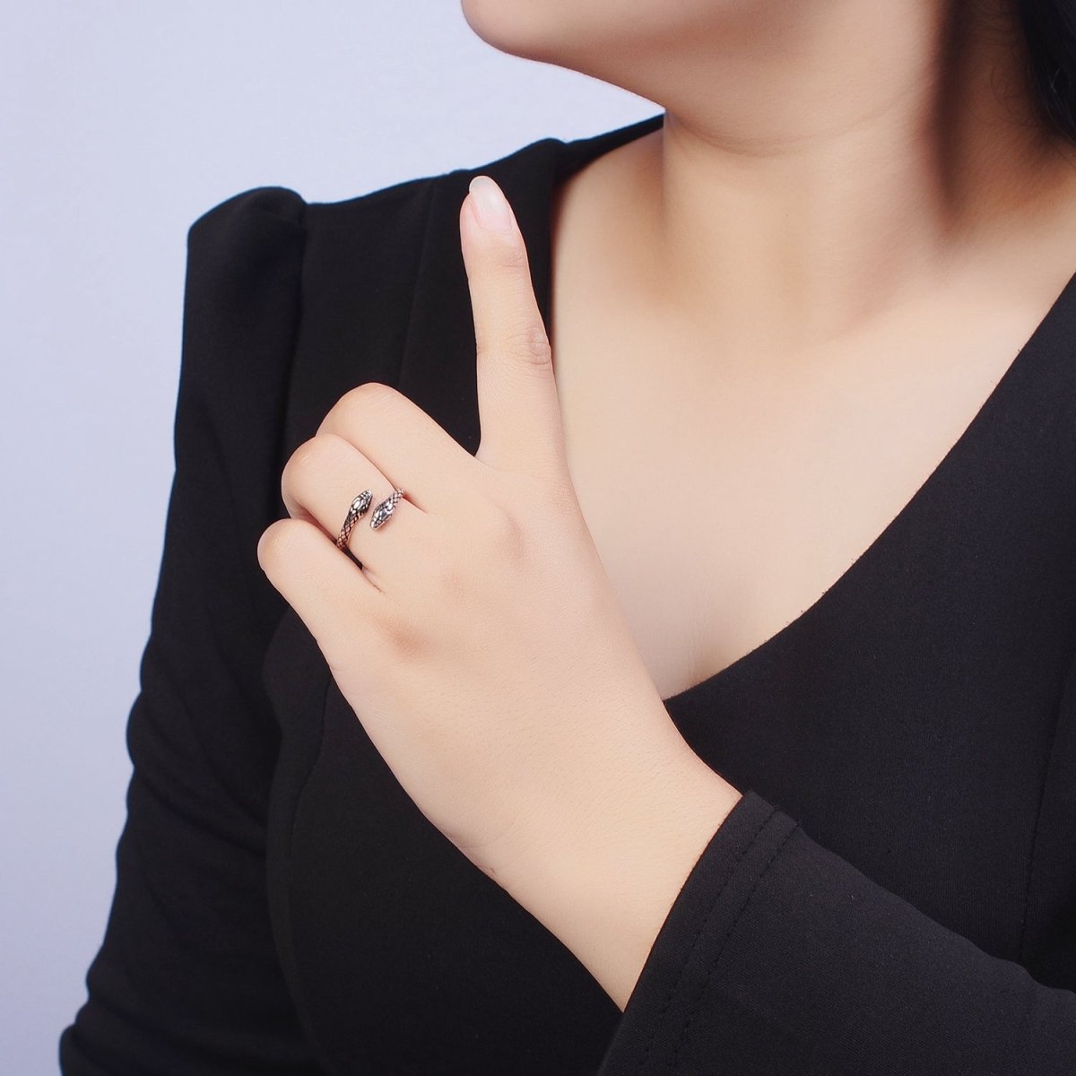 Antique Silver Serpent Snake Silver Adjustable Ring | S-393