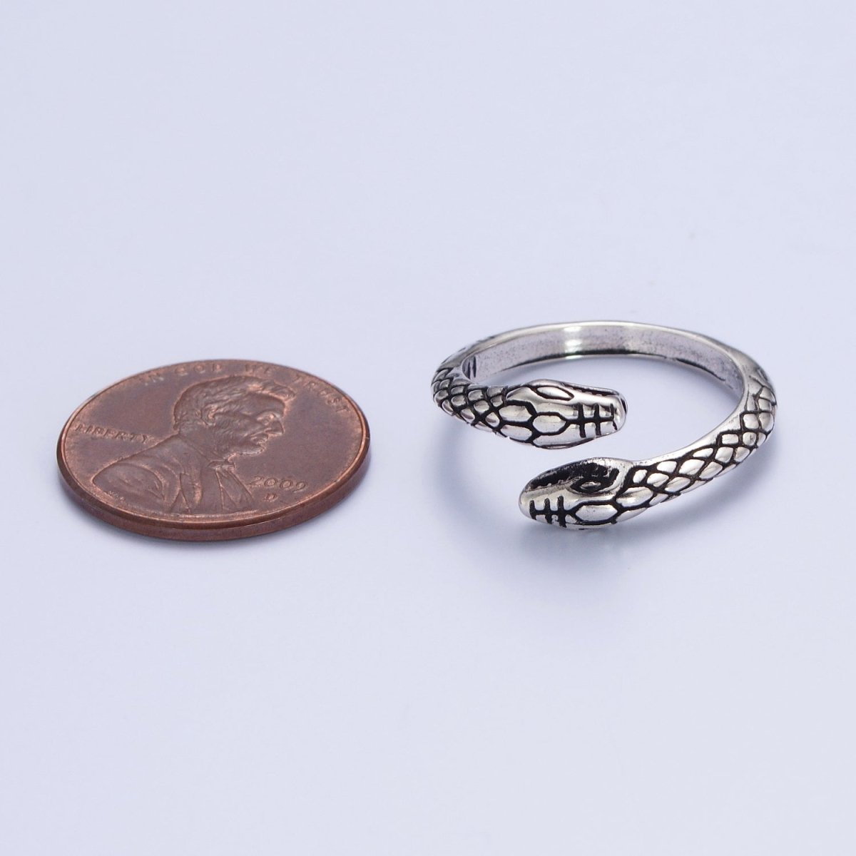Antique Silver Serpent Snake Silver Adjustable Ring | S-393