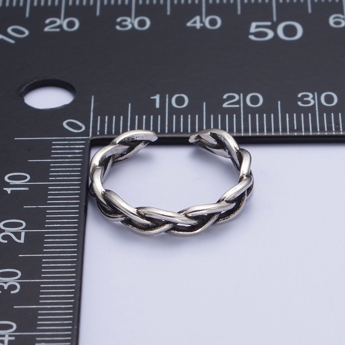 Antique Silver Twisted Braided Rope Chain Link Stackable Silver Ring | S-178